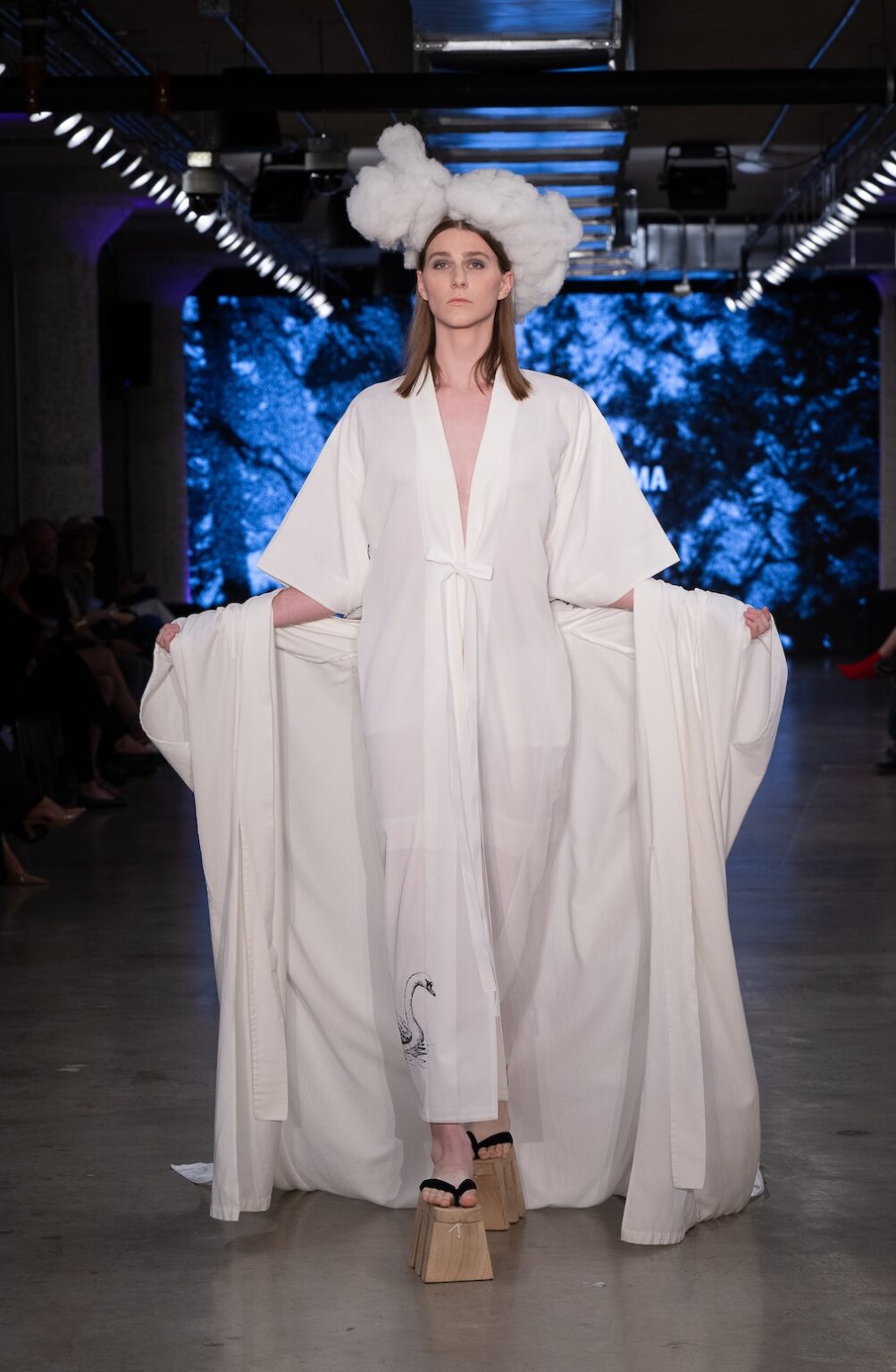 LOS ANGELES, CALIFORNIA - OCTOBER 17: A model walks the runway at the Kentaro Kameyama show during Los Angeles Fashion Week Powered By Art Hearts Fashion at The New Mart on October 17, 2025 in Los Angeles, California. (Photo by Mark Gunter/Getty Images for Art Hearts Fashion)