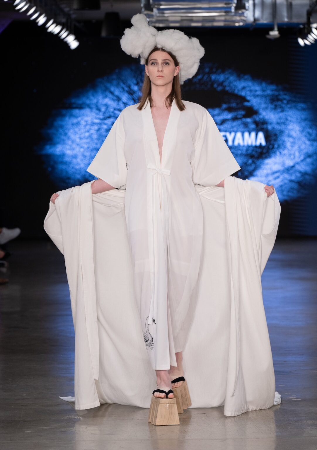 LOS ANGELES, CALIFORNIA - OCTOBER 17: A model walks the runway at the Kentaro Kameyama show during Los Angeles Fashion Week Powered By Art Hearts Fashion at The New Mart on October 17, 2025 in Los Angeles, California. (Photo by Mark Gunter/Getty Images for Art Hearts Fashion)