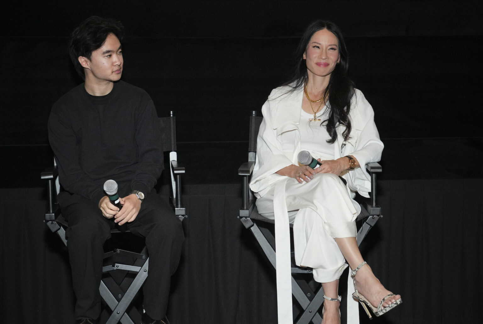 Lawrence Shou and Lucy Liu attend Vertical’s Rosemead Special Screening at the AMC Century City on Thursday, October 16, 2025 in Los Angeles.