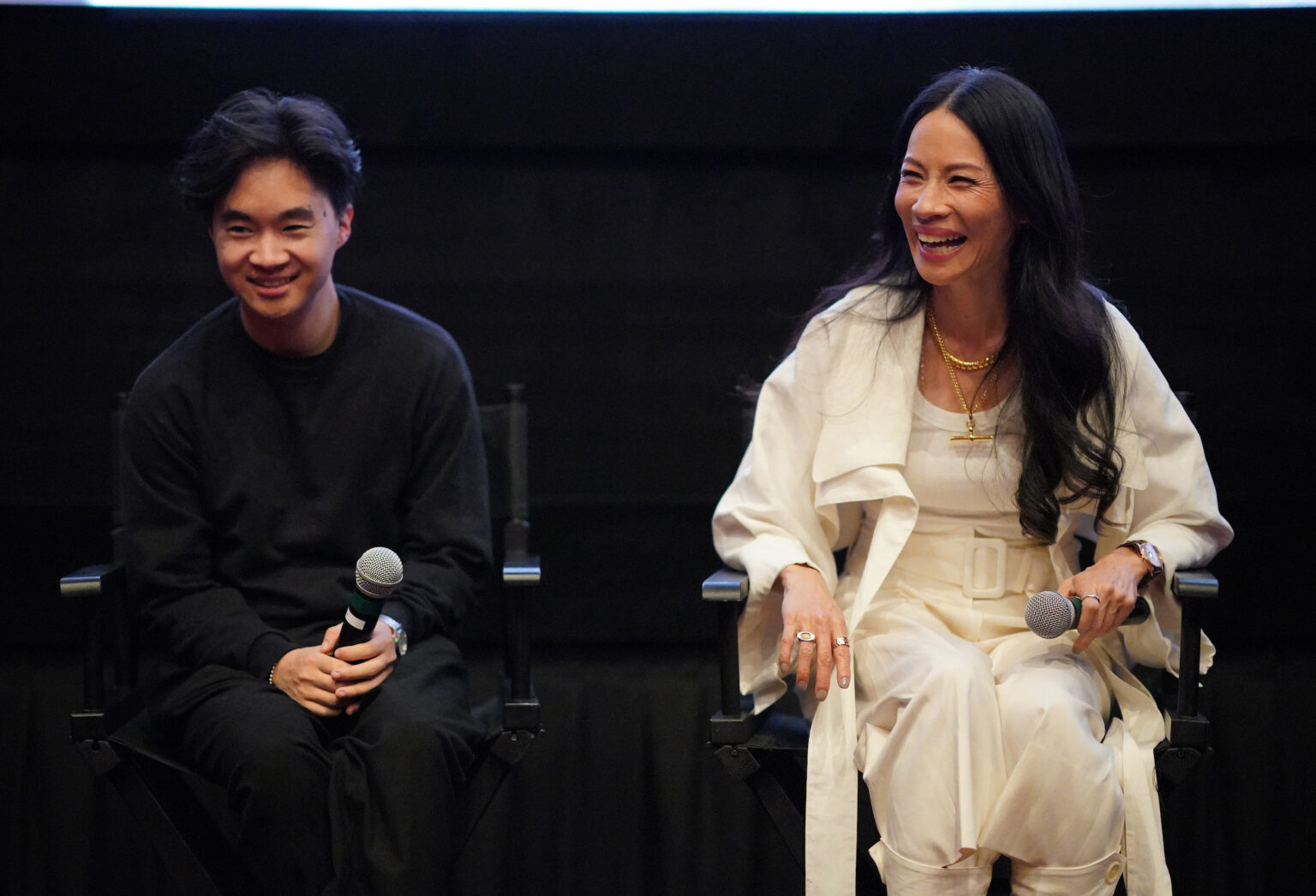 Lawrence Shou and Lucy Liu Liu attend Vertical’s Rosemead Special Screening at the AMC Century City on Thursday, October 16, 2025 in Los Angeles.