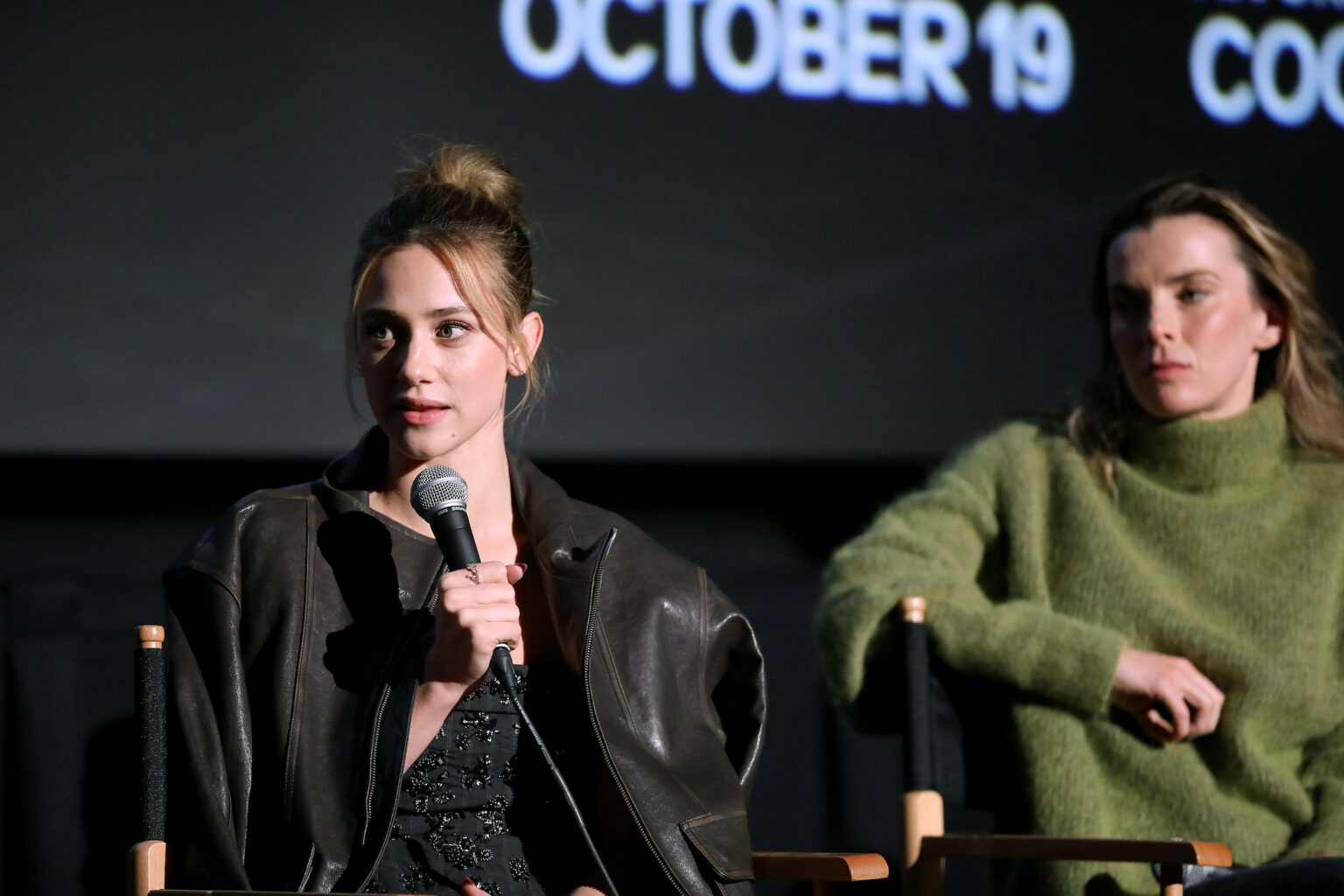 Brooklyn, New York - 10/16/25 - Lili Reinhart and Betty Gilpin attends the Hal & Harper MUBI and Letterboxd hosted special screening and Q&A at the Alamo Drafthouse in Brooklyn on Oct 16, 2025 - PICTURED: Lili Reinhart and Betty Gilpin - PHOTO by: Marion Curtis / StarPix for MUBI - Location: Alamo Drafthouse