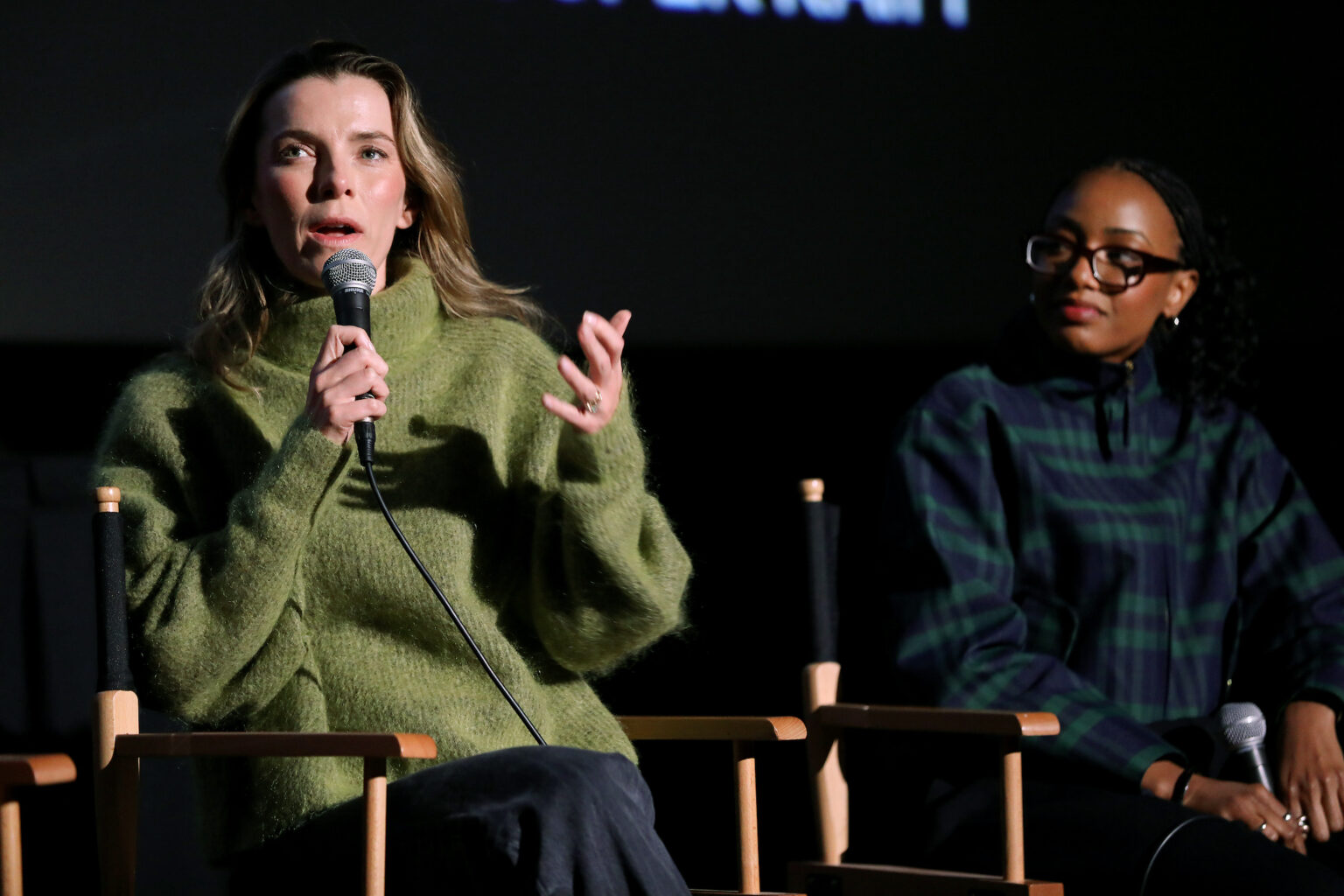Brooklyn, New York - 10/16/25 - Betty Gilpin and Alyah Chanelle Scott attends the Hal & Harper MUBI and Letterboxd hosted special screening and Q&A at the Alamo Drafthouse in Brooklyn on Oct 16, 2025 - PICTURED: Betty Gilpin and Alyah Chanelle Scott - PHOTO by: Marion Curtis / StarPix for MUBI - Location: Alamo Drafthouse