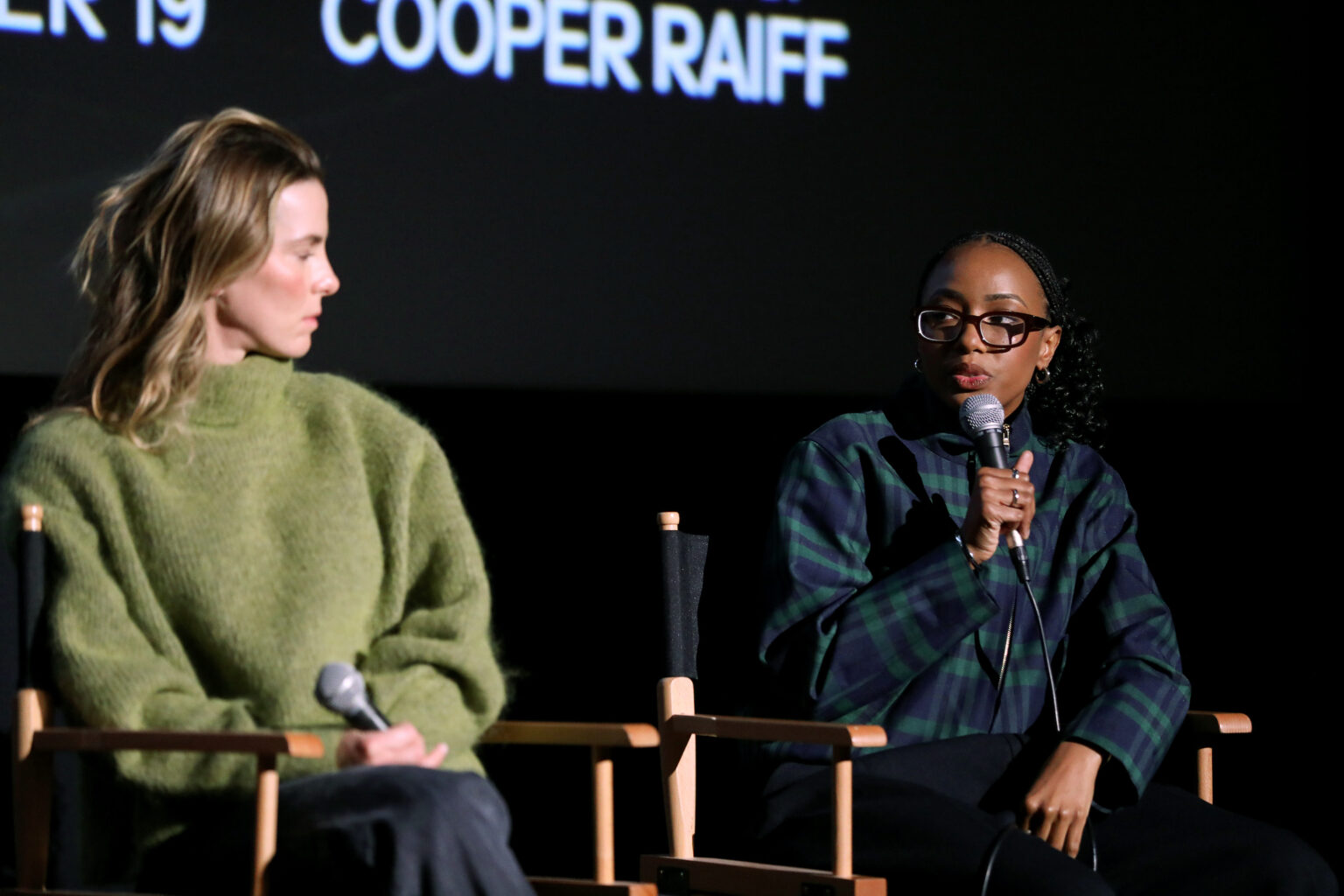 Brooklyn, New York - 10/16/25 - Betty Gilpin and Alyah Chanelle Scott attends the Hal & Harper MUBI and Letterboxd hosted special screening and Q&A at the Alamo Drafthouse in Brooklyn on Oct 16, 2025 - PICTURED: Betty Gilpin and Alyah Chanelle Scott - PHOTO by: Marion Curtis / StarPix for MUBI - Location: Alamo Drafthouse