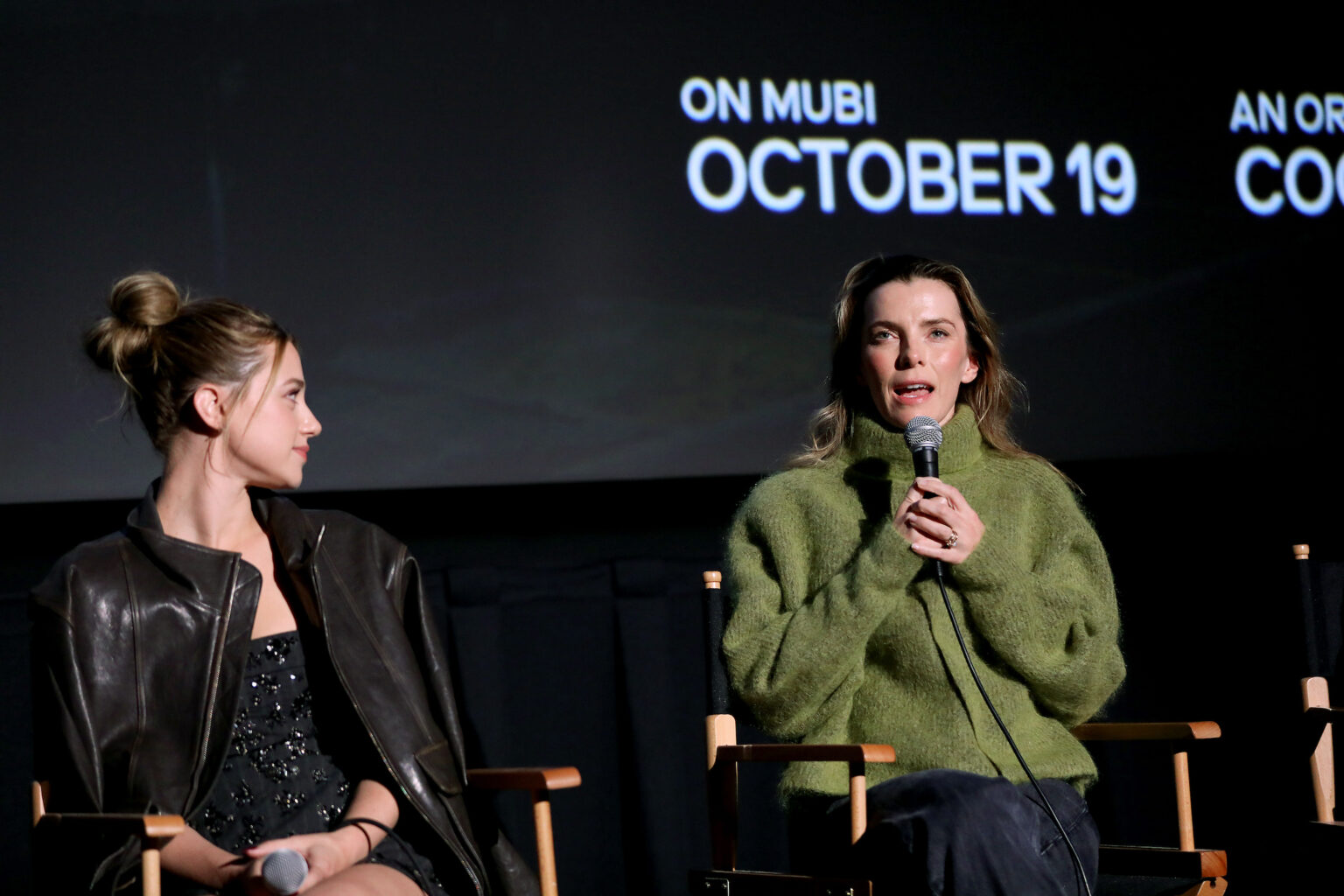 Brooklyn, New York - 10/16/25 - Lili Reinhart and Betty Gilpin attends the Hal & Harper MUBI and Letterboxd hosted special screening and Q&A at the Alamo Drafthouse in Brooklyn on Oct 16, 2025 - PICTURED: Lili Reinhart and Betty Gilpin - PHOTO by: Marion Curtis / StarPix for MUBI - Location: Alamo Drafthouse