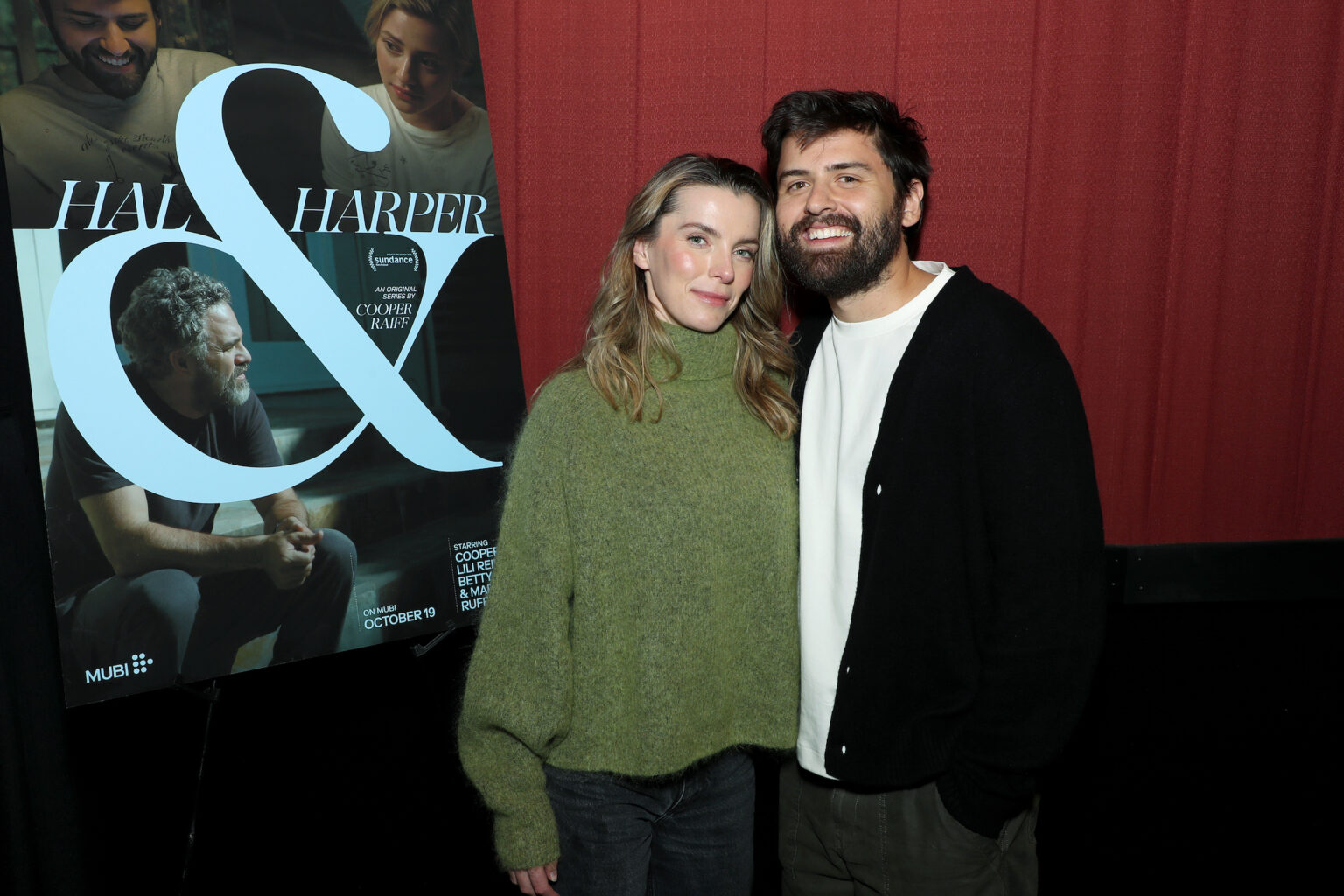 Brooklyn, New York - 10/16/25 - Betty Gilpin and Cooper Raiff attends the Hal & Harper MUBI and Letterboxd hosted special screening and Q&A at the Alamo Drafthouse in Brooklyn on Oct 16, 2025 - PICTURED: Betty Gilpin and Cooper Raiff - PHOTO by: Marion Curtis / StarPix for MUBI - Location: Alamo Drafthouse