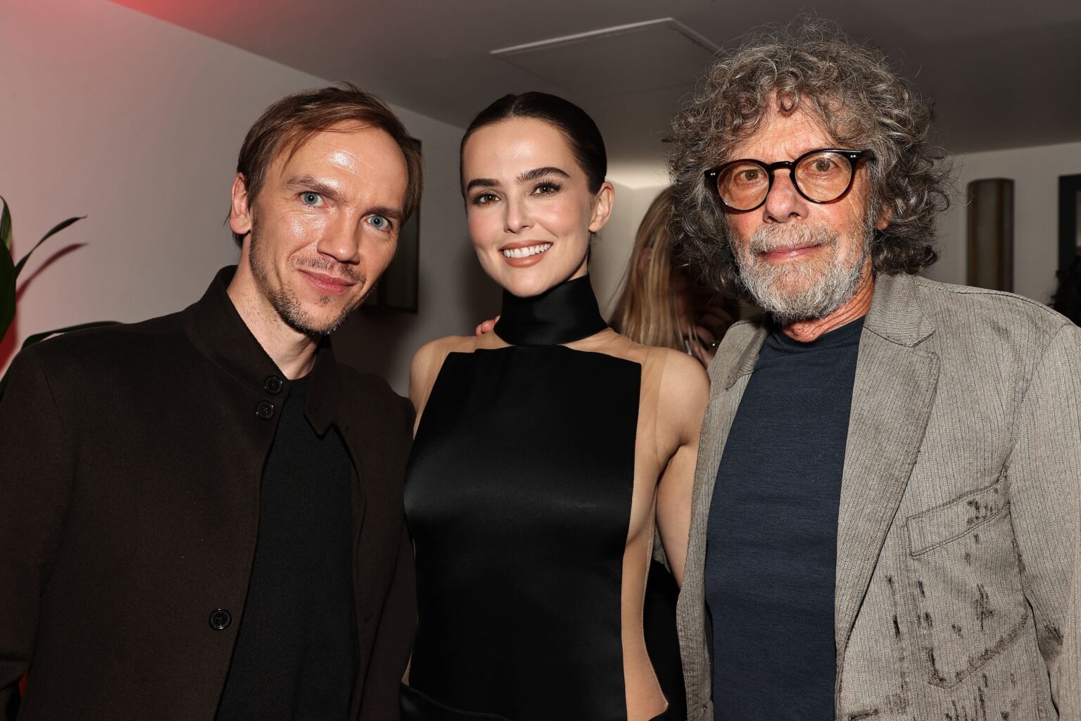 New York, New York - 10/21/25 Lionsgate’s “ ANNIVERSARY “ New York Premiere . -PICTURED: Jan Komasa ,Zoey Deutch and Steven Schwartz - PHOTO by: Dave Allocca / Starpix - Location: Metrograph