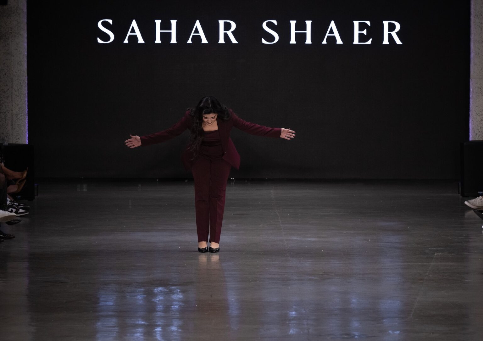 LOS ANGELES, CALIFORNIA - OCTOBER 18: Designer Sahar Shaeir walks the runway at the Sahar Shaeir Couture show during Los Angeles Fashion Week Powered By Art Hearts Fashion at The New Mart on October 18, 2025 in Los Angeles, California. (Photo by Mark Gunter/Getty Images for Art Hearts Fashion)
