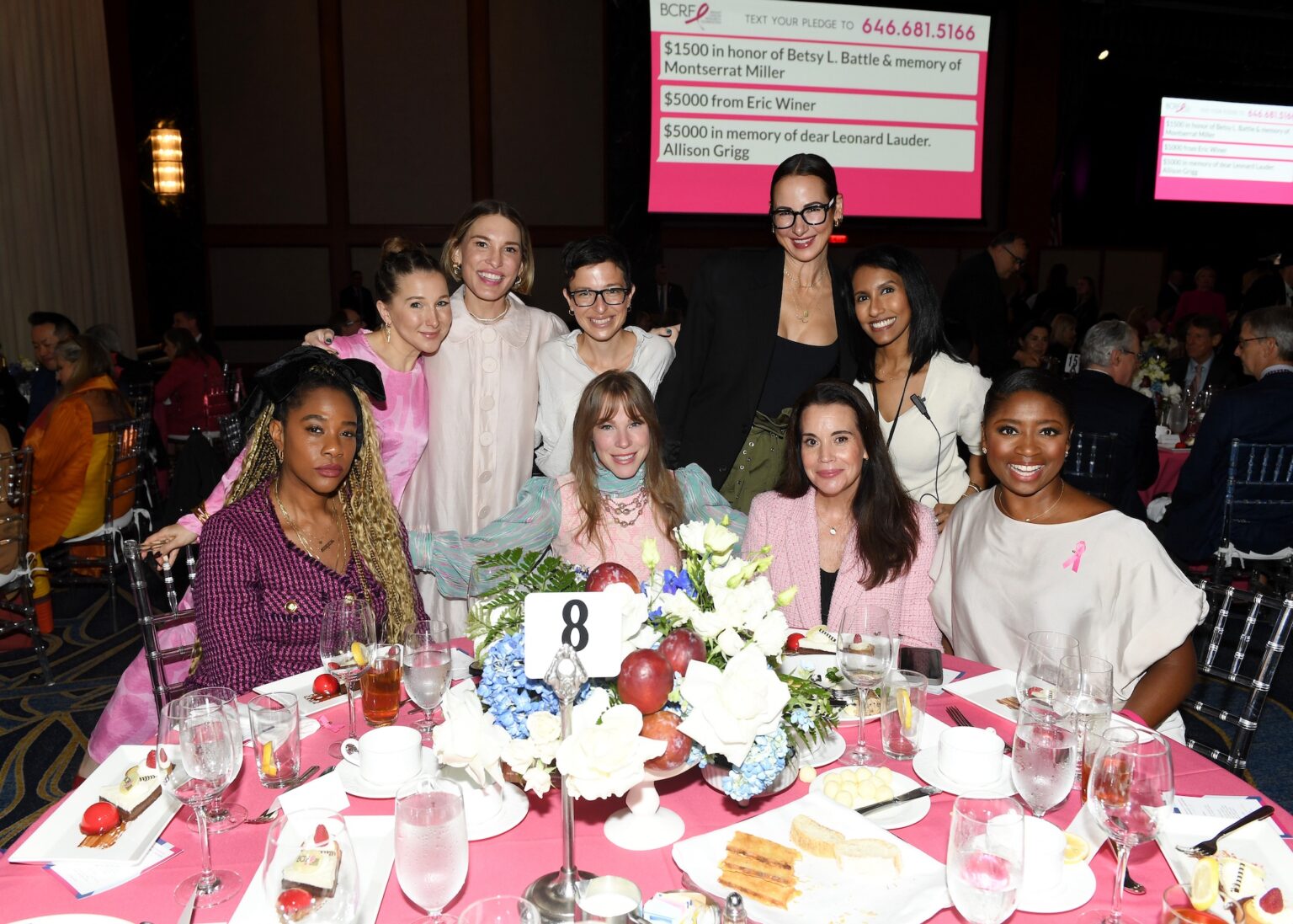 NEW YORK, NEW YORK - OCTOBER 30: Trish Michelle, Adrien Finkel, Jen Taylor, Justine Morris, Emma Myles, Sarrah Strimel Bentley, Jenna Leigh Green, Sadia Zapp and Montego Glover attend the Breast Cancer Research Foundation New York Symposium & Awards Luncheon at New York Hilton Midtown on October 30, 2025 in New York City. (Photo by Noam Galai/Getty Images for Breast Cancer Research Foundation) NOAM GALAI