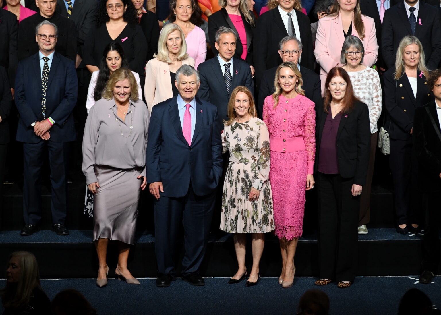 NEW YORK, NEW YORK - OCTOBER 30: Karen Hale, William P. Lauder, Donna McKay, Kinga Lampert and Dorraya El-Ashry pose onstage with Breast Cancer Research Foundation Researchers at the Breast Cancer Research Foundation New York Symposium & Awards Luncheon at New York Hilton Midtown on October 30, 2025 in New York City. (Photo by Noam Galai/Getty Images for Breast Cancer Research Foundation) PHOTO BY NOAM GALAI