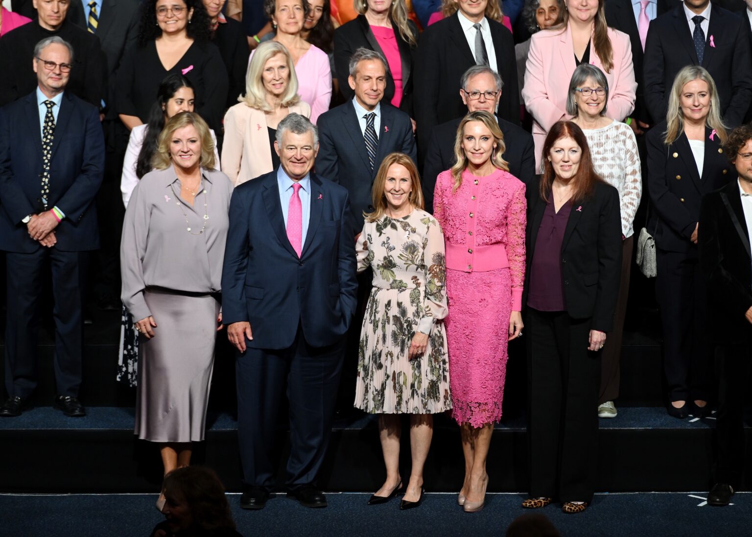 NEW YORK, NEW YORK - OCTOBER 30: Karen Hale, William P. Lauder, Donna McKay, Kinga Lampert and Dorraya El-Ashry pose onstage with Breast Cancer Research Foundation Researchers at the Breast Cancer Research Foundation New York Symposium & Awards Luncheon at New York Hilton Midtown on October 30, 2025 in New York City. (Photo by Noam Galai/Getty Images for Breast Cancer Research Foundation) PHOTO BY NOAM GALAI