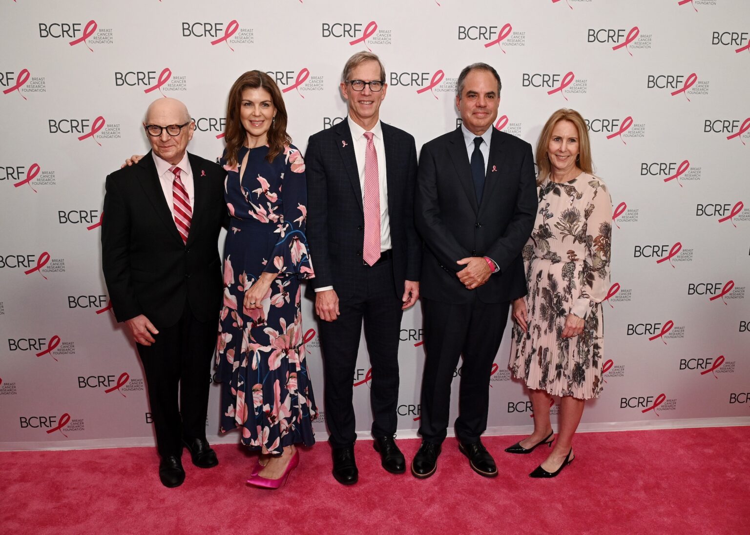 NEW YORK, NEW YORK - OCTOBER 30: (L-R) Dr. Larry Norton, Wendy Rose, Robert H. Vonderheide, Andy Rose and Donna McKay attend the Breast Cancer Research Foundation New York Symposium & Awards Luncheon at New York Hilton Midtown on October 30, 2025 in New York City. (Photo by Bryan Bedder/Getty Images for Breast Cancer Research Foundation)