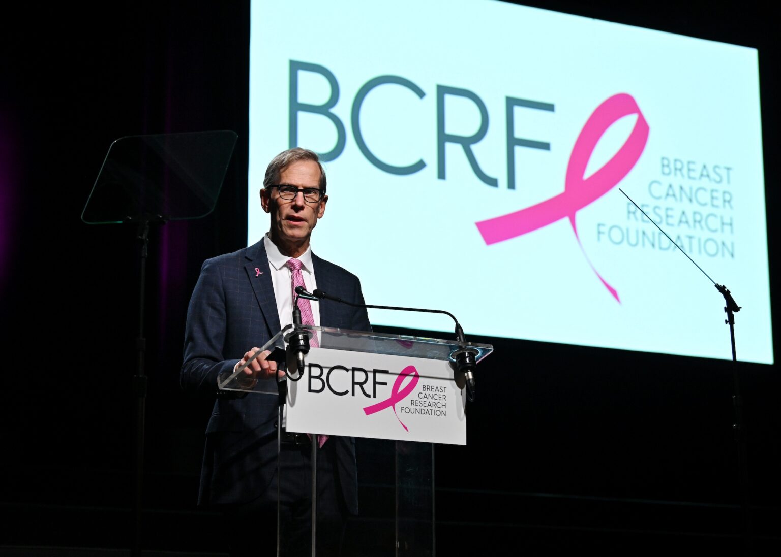 NEW YORK, NEW YORK - OCTOBER 30: Robert H. Vonderheide speaks onstage at the Breast Cancer Research Foundation New York Symposium & Awards Luncheon at New York Hilton Midtown on October 30, 2025 in New York City. (Photo by Bryan Bedder/Getty Images for Breast Cancer Research Foundation)