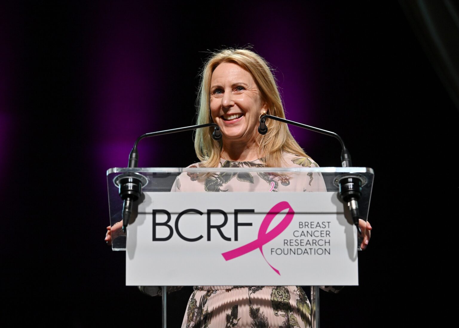 NEW YORK, NEW YORK - OCTOBER 30: Donna McKay speaks onstage at the Breast Cancer Research Foundation New York Symposium & Awards Luncheon at New York Hilton Midtown on October 30, 2025 in New York City. (Photo by Bryan Bedder/Getty Images for Breast Cancer Research Foundation)