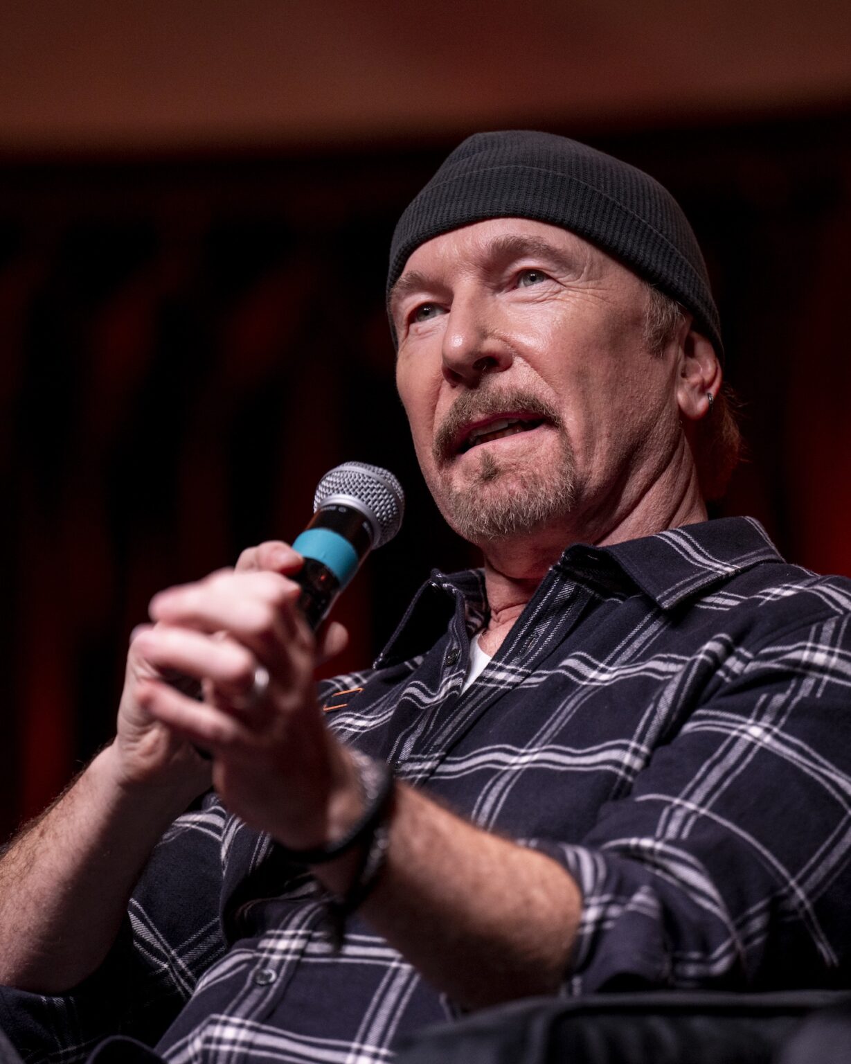 Woody Guthrie Prize 2025, presented by The Woody Guthrie Center at Cains Ballroom in Tulsa, Ok on October 21, 2025 to Bono & The Edge of the band U2. Also on hand is T-Bone Burnett, and Woody Guthries granddaughter Anna Canoni (© Photos by: Jay Blakesberg)