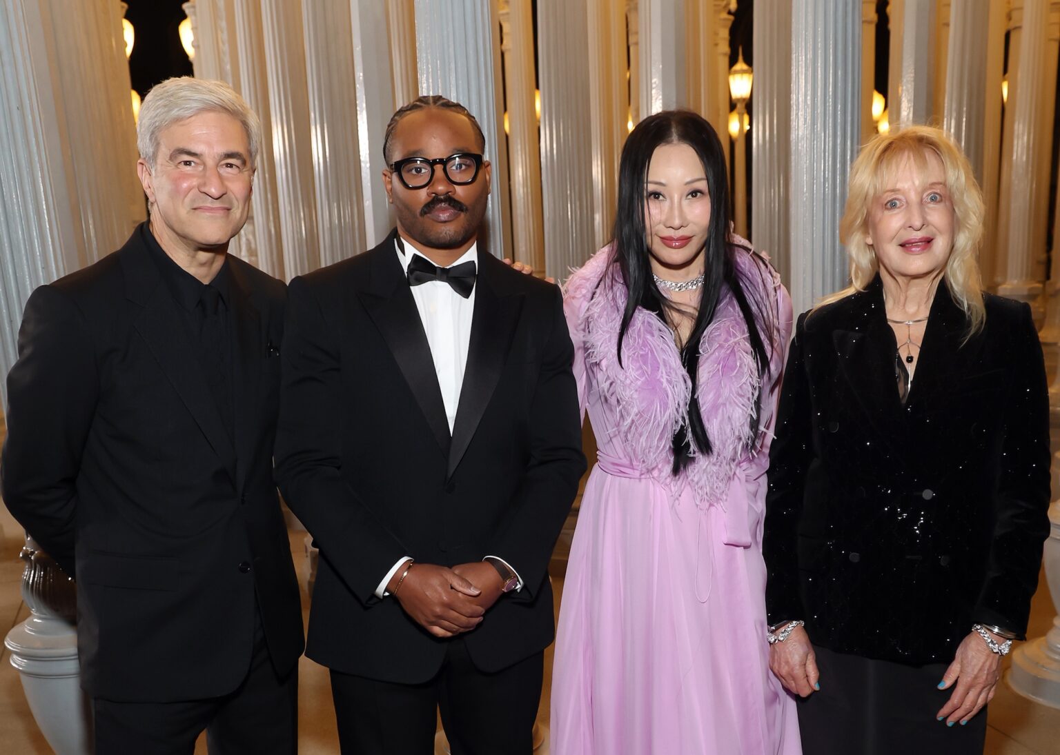 LOS ANGELES, CALIFORNIA - NOVEMBER 01: (L-R) Michael Govan, CEO, LACMA, wearing Gucci, Honoree Ryan Coogler, wearing Gucci, Eva Chow, 2025 Art+Film Gala Co-Chair, wearing Gucci, and Honoree Mary Corse, wearing Gucci, attend the 2025 LACMA Art+Film Gala, Presented By Gucci at Los Angeles County Museum of Art on November 01, 2025 in Los Angeles, California. (Photo by Phillip Faraone/Getty Images for LACMA)