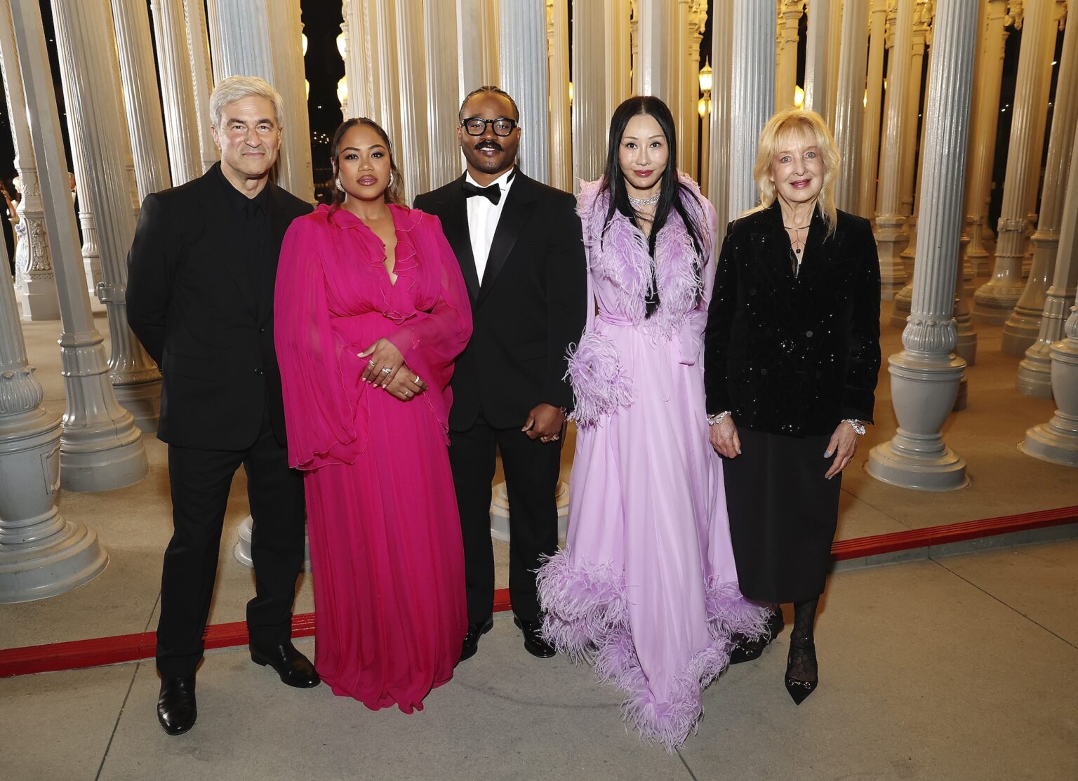 LOS ANGELES, CALIFORNIA - NOVEMBER 01: (L-R) Michael Govan, CEO, LACMA, wearing Gucci, Zinzi Evans, Honoree Ryan Coogler, wearing Gucci, Eva Chow, 2025 Art+Film Gala Co-Chair, wearing Gucci, and Honoree Mary Corse, wearing Gucci, attend the 2025 LACMA Art+Film Gala, Presented By Gucci at Los Angeles County Museum of Art on November 01, 2025 in Los Angeles, California. (Photo by Phillip Faraone/Getty Images for LACMA)