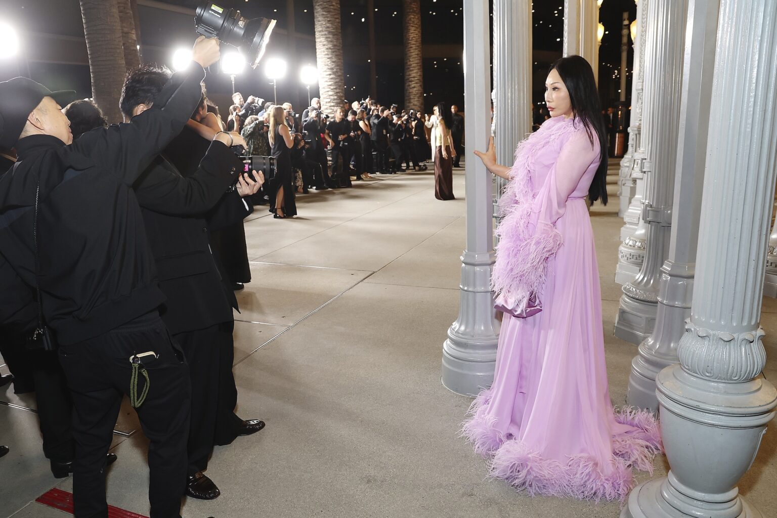 LOS ANGELES, CALIFORNIA - NOVEMBER 01: Eva Chow, 2025 Art+Film Gala Co-Chair, wearing Gucci, attends the 2025 LACMA Art+Film Gala, Presented By Gucci at Los Angeles County Museum of Art on November 01, 2025 in Los Angeles, California. (Photo by Phillip Faraone/Getty Images for LACMA)