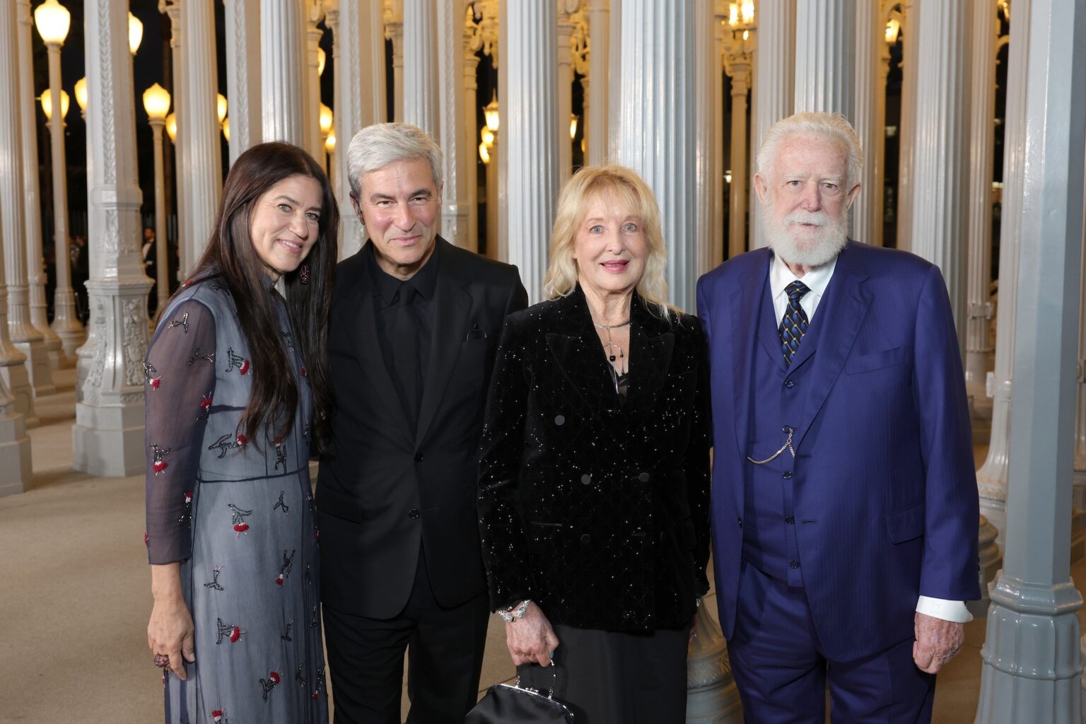 LOS ANGELES, CALIFORNIA - NOVEMBER 01: (L-R) Katherine Ross, Michael Govan, CEO, LACMA, wearing Gucci, honoree Mary Corse, wearing Gucci, and James Turrell attend the 2025 LACMA Art+Film Gala, Presented By Gucci at Los Angeles County Museum of Art on November 01, 2025 in Los Angeles, California. (Photo by Stefanie Keenan/Getty Images for LACMA)