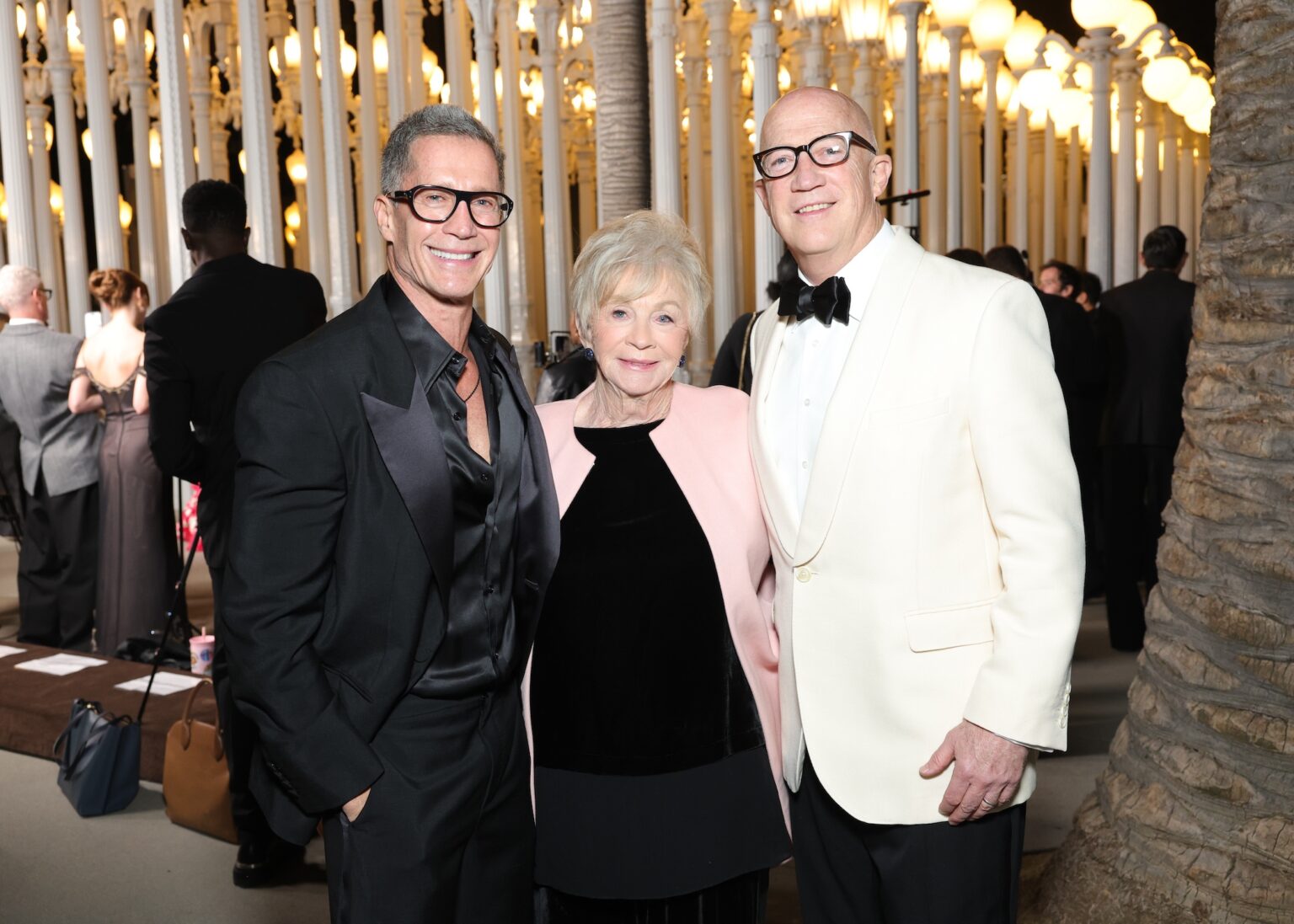 LOS ANGELES, CALIFORNIA - NOVEMBER 01: (L-R) Bruce Bozzi, Sherion Lourd and Bryan Lourd attend the 2025 LACMA Art+Film Gala, Presented By Gucci at Los Angeles County Museum of Art on November 01, 2025 in Los Angeles, California. (Photo by Stefanie Keenan/Getty Images for LACMA)
