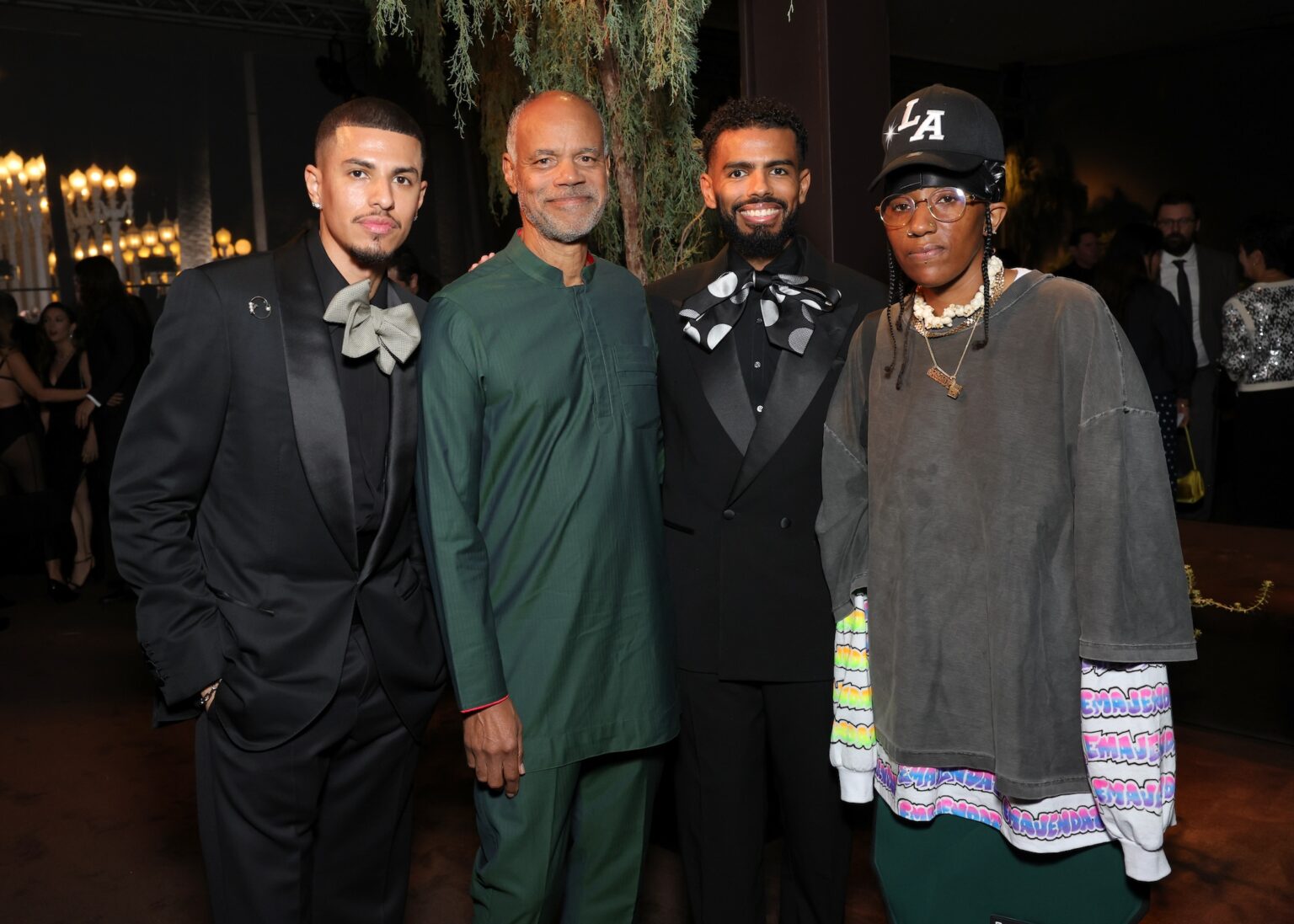 LOS ANGELES, CALIFORNIA - NOVEMBER 01: (L-R) Delfin Finley, Todd Gray, Kohshin Finley and Lauren Halsey attend the 2025 LACMA Art+Film Gala, Presented By Gucci at Los Angeles County Museum of Art on November 01, 2025 in Los Angeles, California. (Photo by Stefanie Keenan/Getty Images for LACMA)
