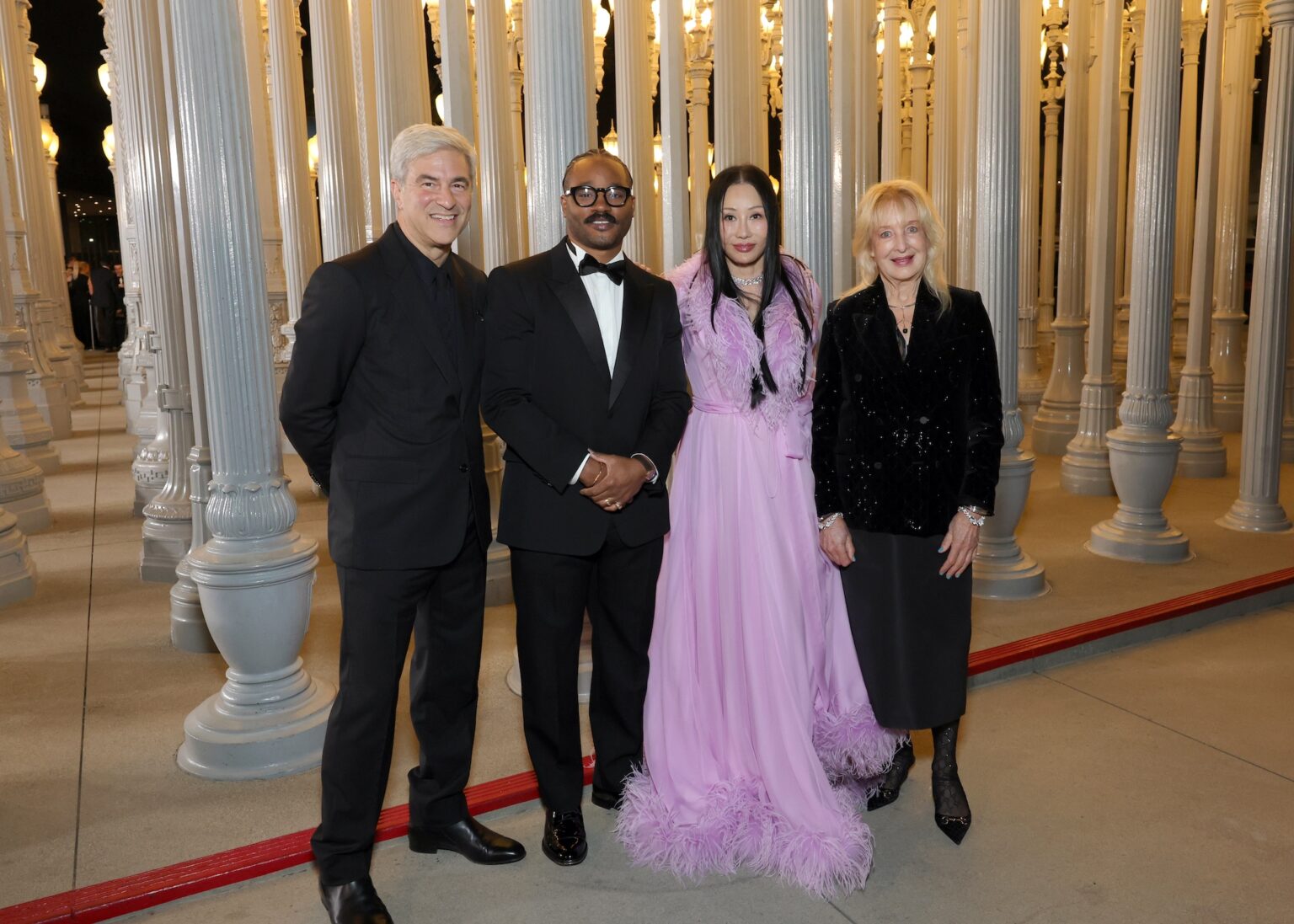 LOS ANGELES, CALIFORNIA - NOVEMBER 01: (L-R) Michael Govan, CEO, LACMA, wearing Gucci, Honoree Ryan Coogler, wearing Gucci, Eva Chow, 2025 Art+Film Gala Co-Chair, wearing Gucci, and Honoree Mary Corse, wearing Gucci, attend the 2025 LACMA Art+Film Gala, Presented By Gucci at Los Angeles County Museum of Art on November 01, 2025 in Los Angeles, California. (Photo by Stefanie Keenan/Getty Images for LACMA)