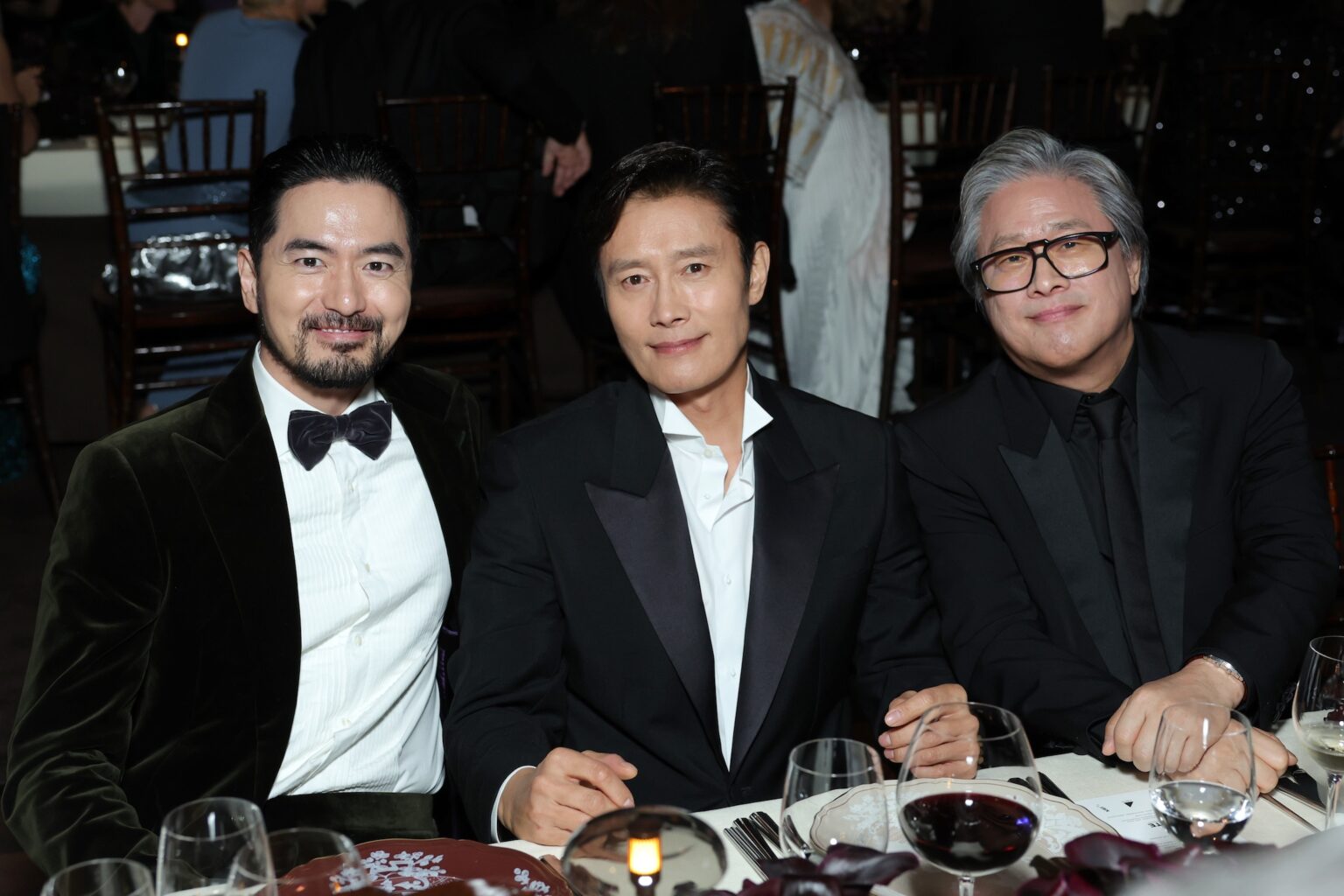 LOS ANGELES, CALIFORNIA - NOVEMBER 01: (L-R) Lee Jin-wook, Lee Byung-hun and Park Chan-wook attend the 2025 LACMA Art+Film Gala, Presented By Gucci at Los Angeles County Museum of Art on November 01, 2025 in Los Angeles, California. (Photo by Stefanie Keenan/Getty Images for LACMA)