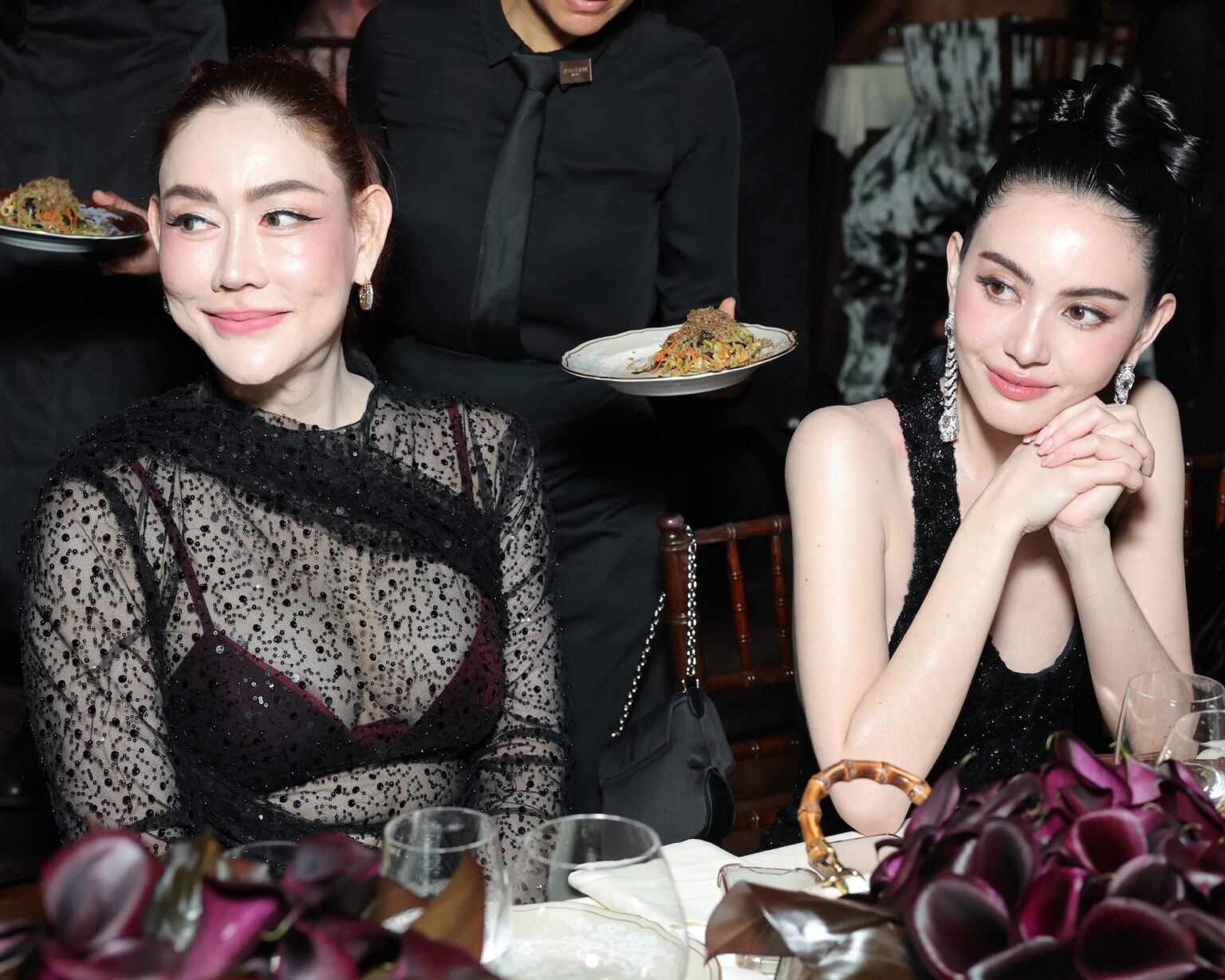LOS ANGELES, CALIFORNIA - NOVEMBER 01: (L-R) Nampraw Potrakool and Davika Hoorne, wearing Gucci, attend the 2025 LACMA Art+Film Gala, Presented By Gucci at Los Angeles County Museum of Art on November 01, 2025 in Los Angeles, California. (Photo by Stefanie Keenan/Getty Images for LACMA)