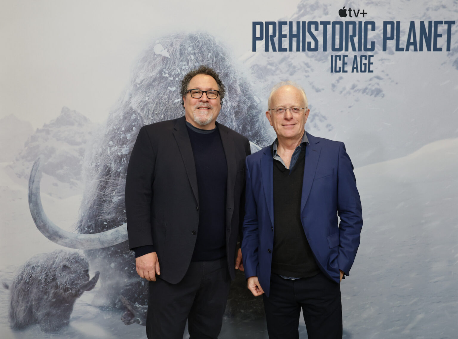LOS ANGELES, CALIFORNIA - NOVEMBER 20: Jon Favreau and Mike Gunton seen at a Special Screening And Behind The Scenes Conversation Of Apple TV's "Prehistoric Planet: Ice Age" at Natural History Museum Of Los Angeles County on November 20, 2025 in Los Angeles, California. (Photo by Eric Charbonneau/Apple TV via Getty Images)
