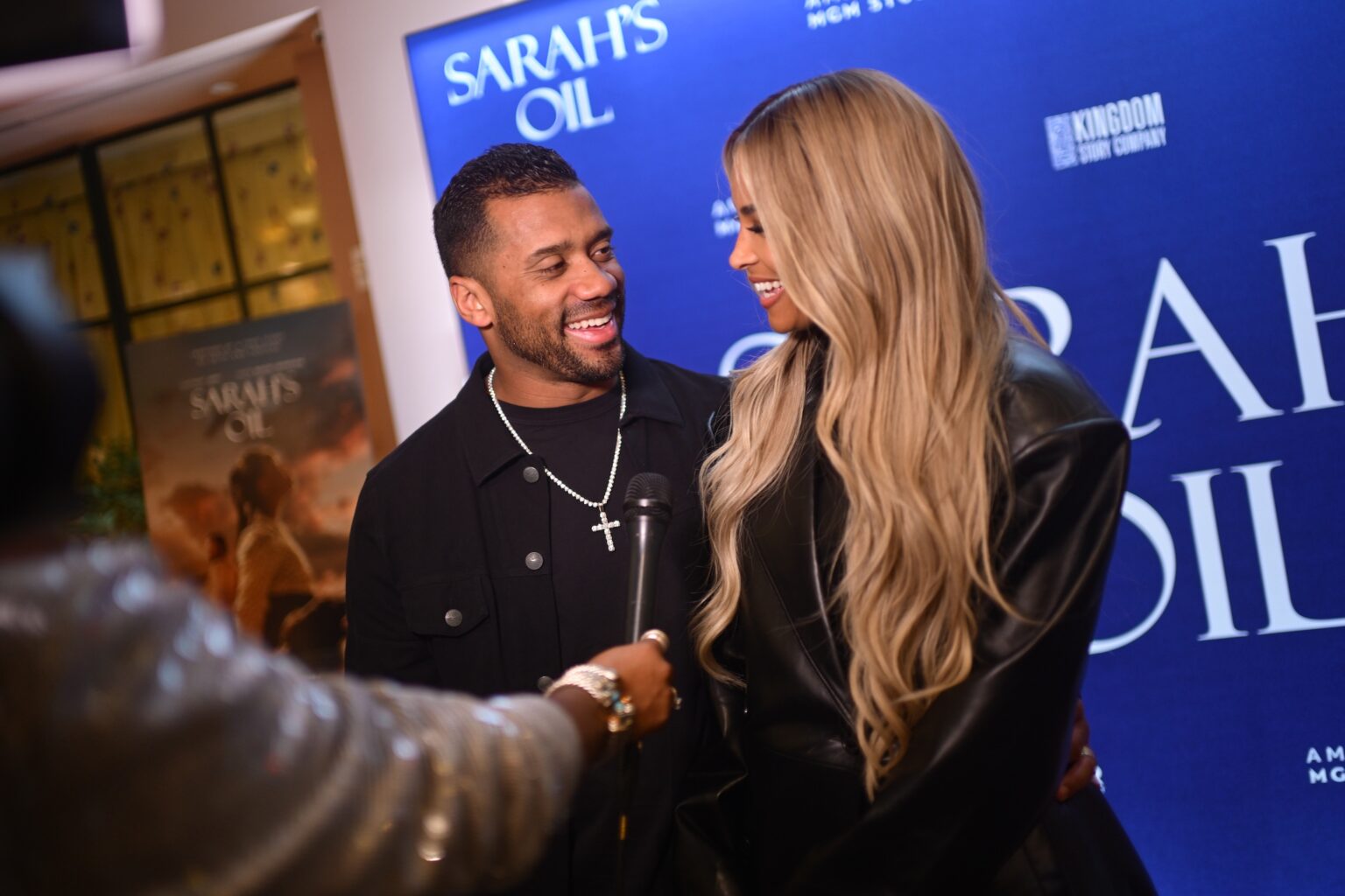NEW YORK, NEW YORK - NOVEMBER 05: (L-R) Russell Wilson and Ciara attend the NY special screening of Amazon MGM Studios "Sarah's Oil" at The Whitby Hotel on November 05, 2025 in New York City. (Photo by Valerie Terranova/Getty Images for Amazon MGM Studios)
