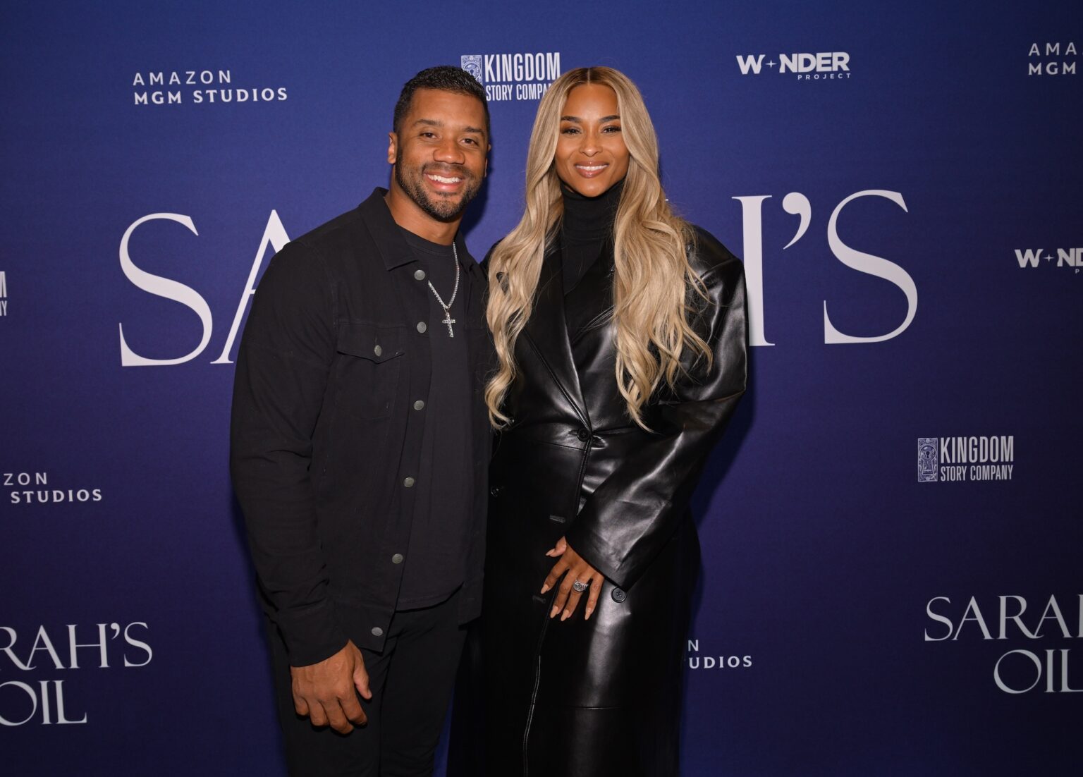 NEW YORK, NEW YORK - NOVEMBER 05: (L-R) Russell Wilson and Ciara attend the NY special screening of Amazon MGM Studios "Sarah's Oil" at The Whitby Hotel on November 05, 2025 in New York City. (Photo by Valerie Terranova/Getty Images for Amazon MGM Studios)