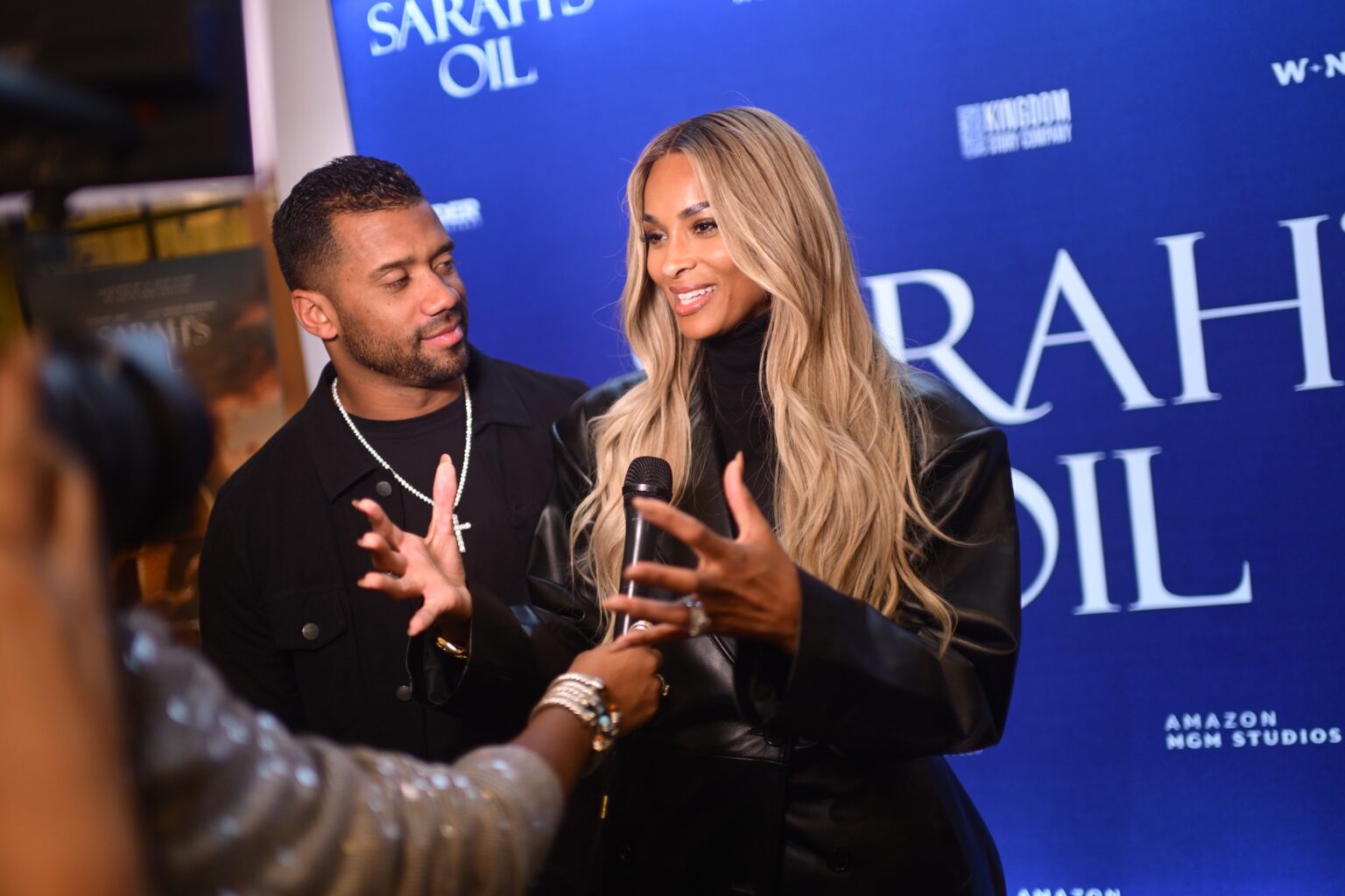 NEW YORK, NEW YORK - NOVEMBER 05: (L-R) Russell Wilson and Ciara attend the NY special screening of Amazon MGM Studios "Sarah's Oil" at The Whitby Hotel on November 05, 2025 in New York City. (Photo by Valerie Terranova/Getty Images for Amazon MGM Studios)