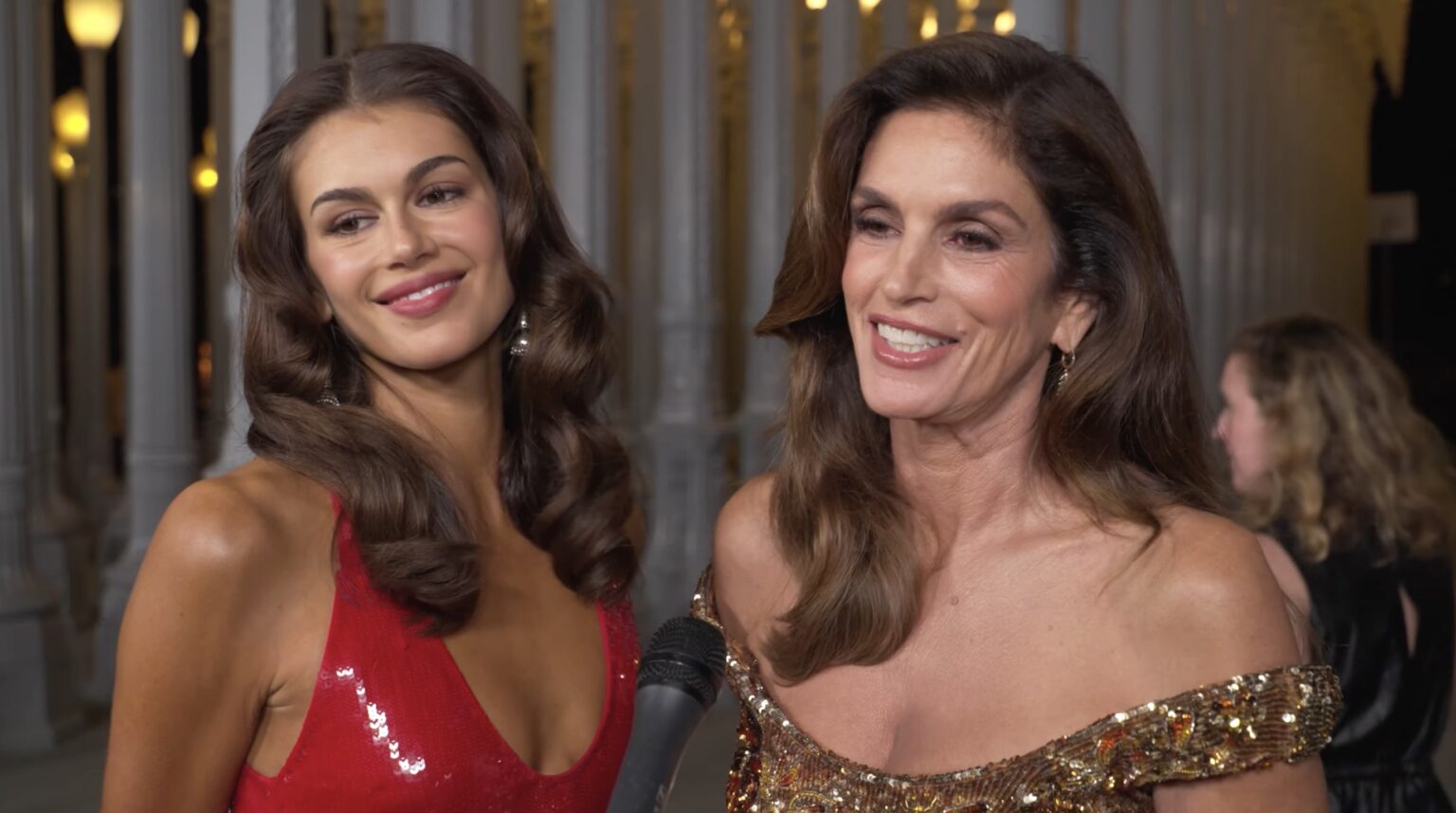 Kaia Jordan Gerber and Cindy Crawford Interview at the LACMA 14th Annual Art+Film Gala hosted by Gucci