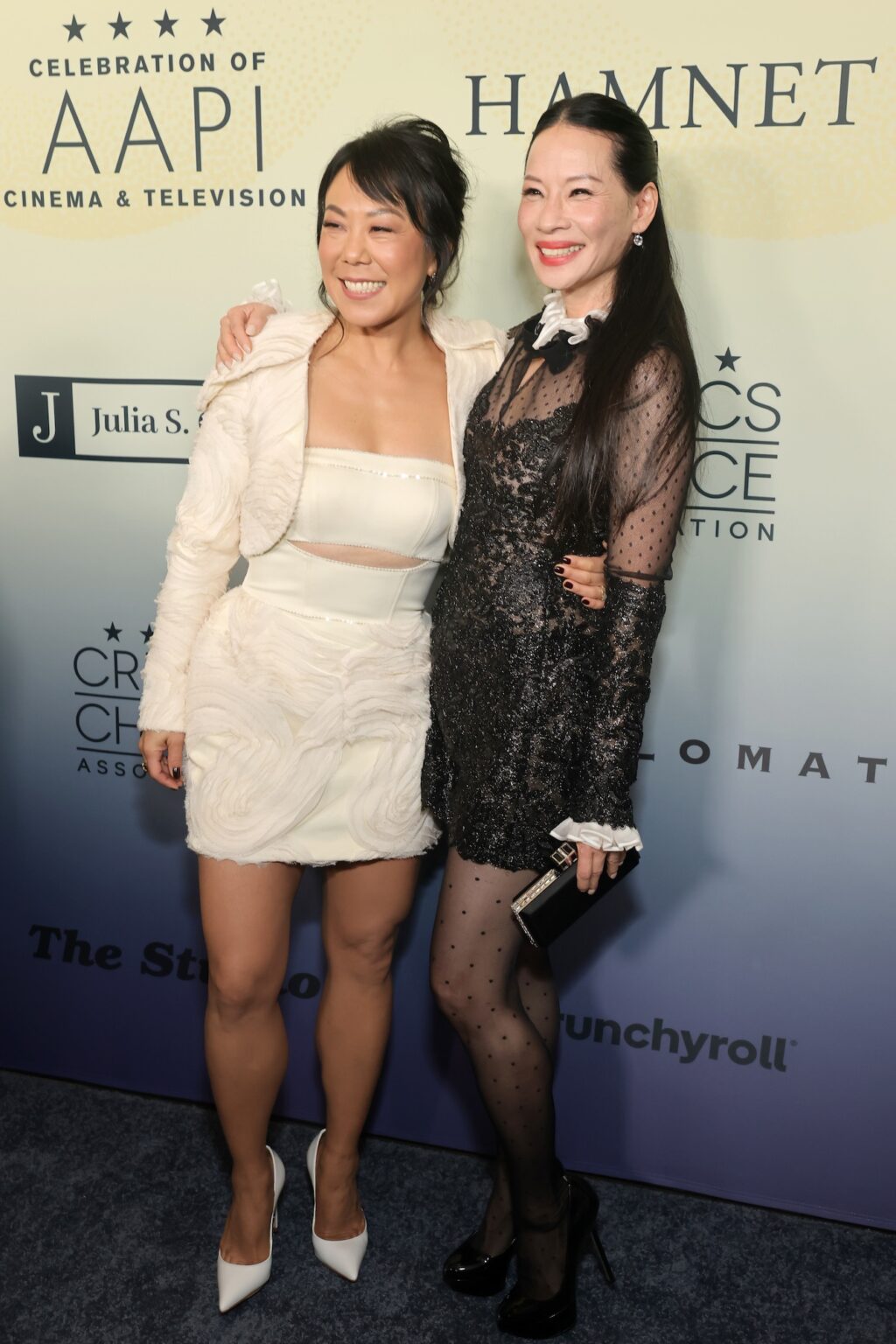 LOS ANGELES, CALIFORNIA - NOVEMBER 14: (L-R) Ali Ahn and Lucy Liu attend The Critics Choice Association's 4th Annual Celebration of AAPI Cinema & Television at Four Seasons Hotel Los Angeles at Beverly Hills on November 14, 2025 in Los Angeles, California. (Photo by Emma McIntyre/Getty Images for Critics Choice Association)