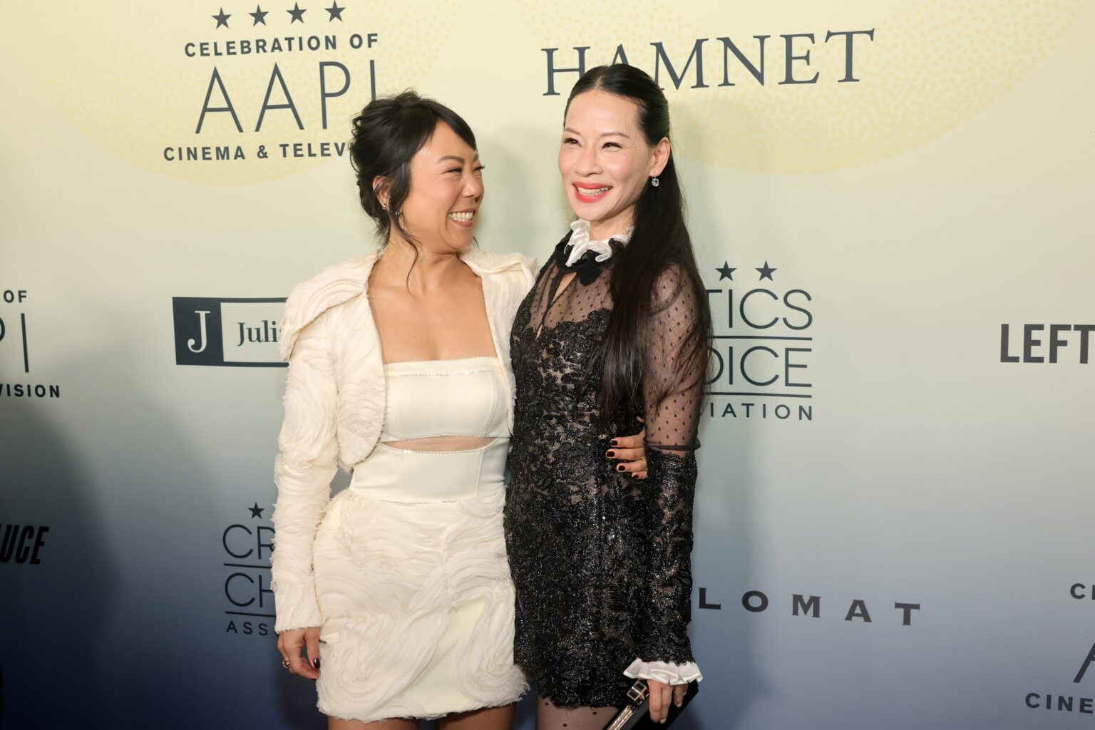 LOS ANGELES, CALIFORNIA - NOVEMBER 14: (L-R) Ali Ahn and Lucy Liu attend The Critics Choice Association's 4th Annual Celebration of AAPI Cinema & Television at Four Seasons Hotel Los Angeles at Beverly Hills on November 14, 2025 in Los Angeles, California. (Photo by Emma McIntyre/Getty Images for Critics Choice Association)