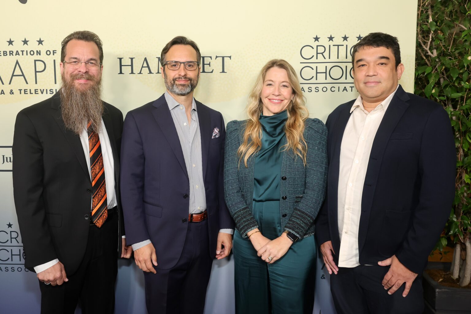 LOS ANGELES, CALIFORNIA - NOVEMBER 14: (L-R) Mitchel Berger, Travis Page, Jennifer Pettit and Asa Suehira attend The Critics Choice Association's 4th Annual Celebration of AAPI Cinema & Television at Four Seasons Hotel Los Angeles at Beverly Hills on November 14, 2025 in Los Angeles, California. (Photo by Emma McIntyre/Getty Images for Critics Choice Association)