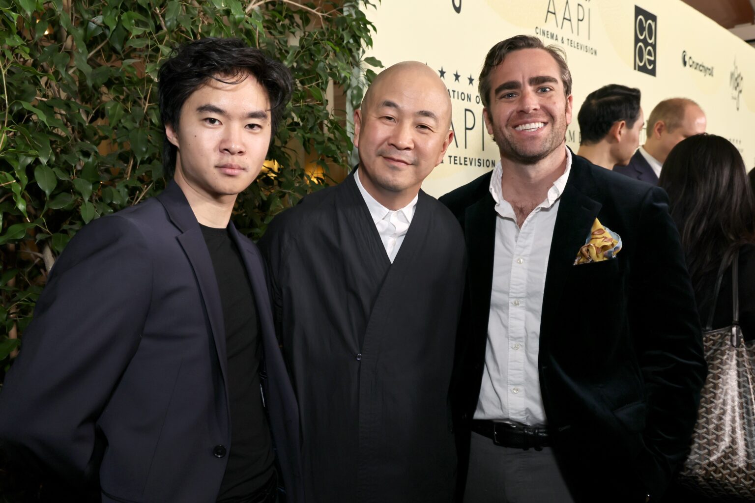 LOS ANGELES, CALIFORNIA - NOVEMBER 14: (L-R) Lawrence Shou, Eric Lin and Andrew Corkin attend The Critics Choice Association's 4th Annual Celebration of AAPI Cinema & Television at Four Seasons Hotel Los Angeles at Beverly Hills on November 14, 2025 in Los Angeles, California. (Photo by Rodin Eckenroth/Getty Images for Critics Choice Association)