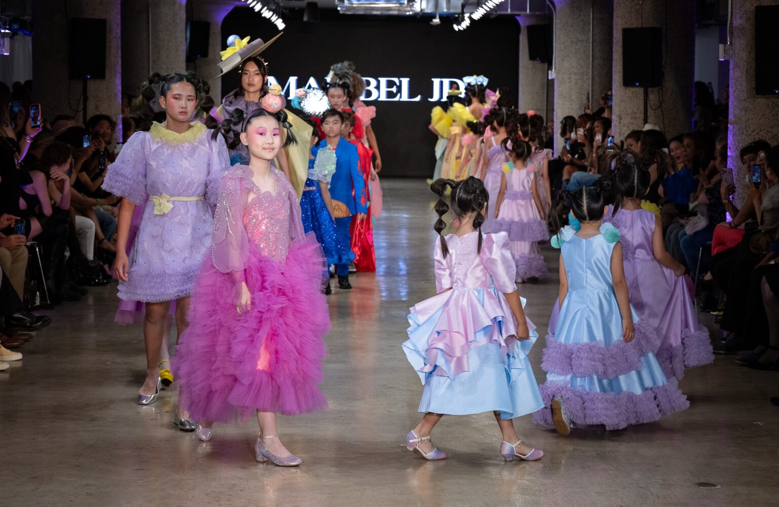 LOS ANGELES, CALIFORNIA - OCTOBER 18: Models walk the runway at the Maribel JD show during Los Angeles Fashion Week Powered By Art Hearts Fashion at The New Mart on October 18, 2025 in Los Angeles, California. (Photo by Mark Gunter/Getty Images for Art Hearts Fashion)