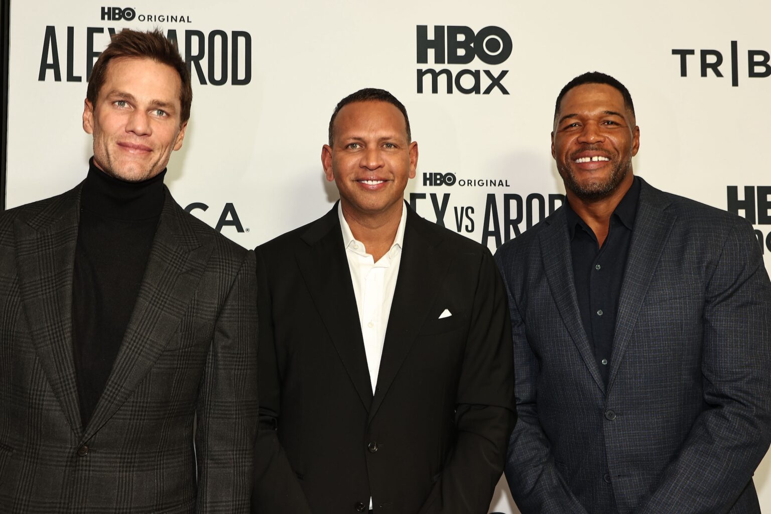 New York, New York - 11/3/25 HBO Documentary Films World Premiere of “ALEX VS AROD” -PICTURED: Tom Brady , Alex Rodriguez and Michael Strahan - PHOTO by: Dave Allocca / Starpix - Location: DGA