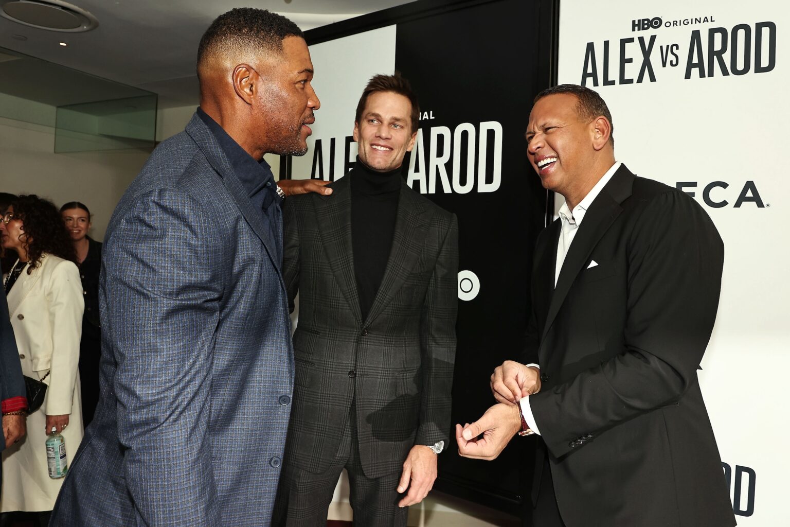 New York, New York - 11/3/25 HBO Documentary Films World Premiere of “ALEX VS AROD” -PICTURED: Michael Strahan,Tom Brady and Alex Rodriguez - PHOTO by: Dave Allocca / Starpix - Location: DGA