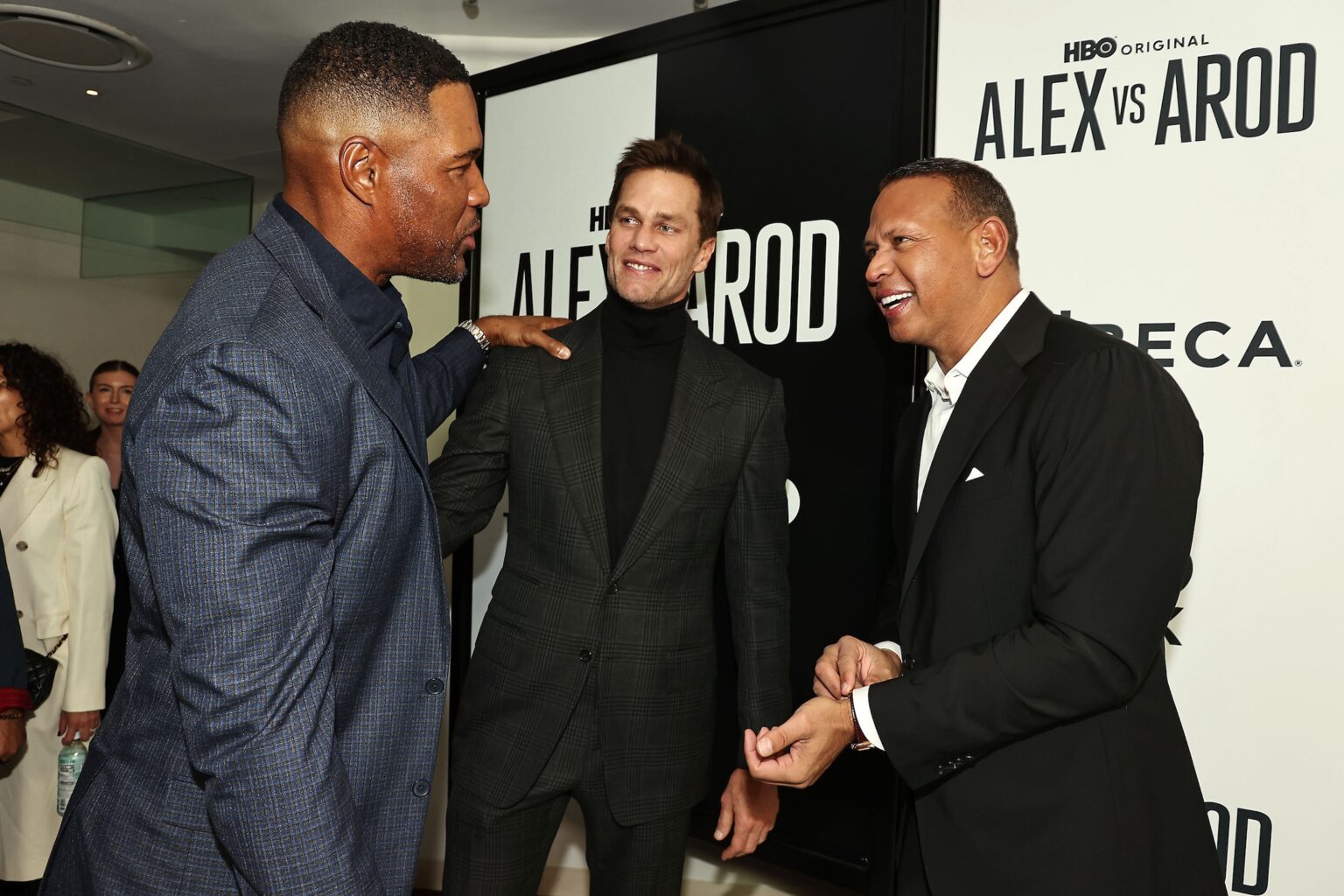 New York, New York - 11/3/25 HBO Documentary Films World Premiere of “ALEX VS AROD” -PICTURED: Michael Strahan,Tom Brady and Alex Rodriguez - PHOTO by: Dave Allocca / Starpix - Location: DGA