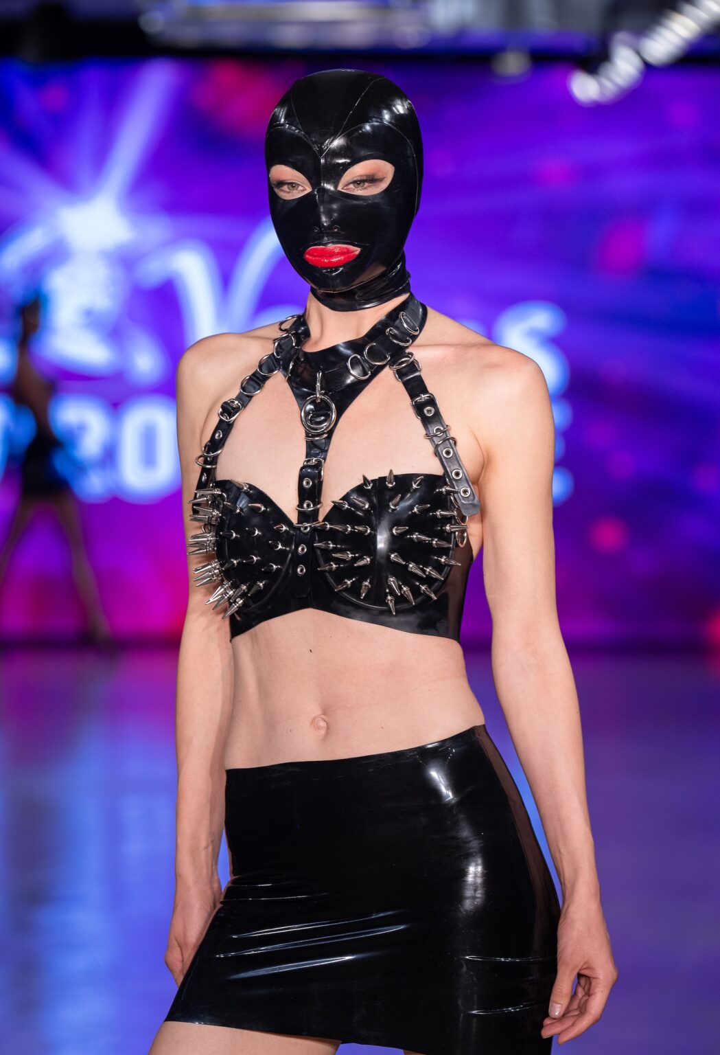 LOS ANGELES, CALIFORNIA - OCTOBER 18: A model walks the runway at the Venus Prototype show during Los Angeles Fashion Week Powered By Art Hearts Fashion at The New Mart on October 18, 2025 in Los Angeles, California. (Photo by Mark Gunter/Getty Images for Art Hearts Fashion)