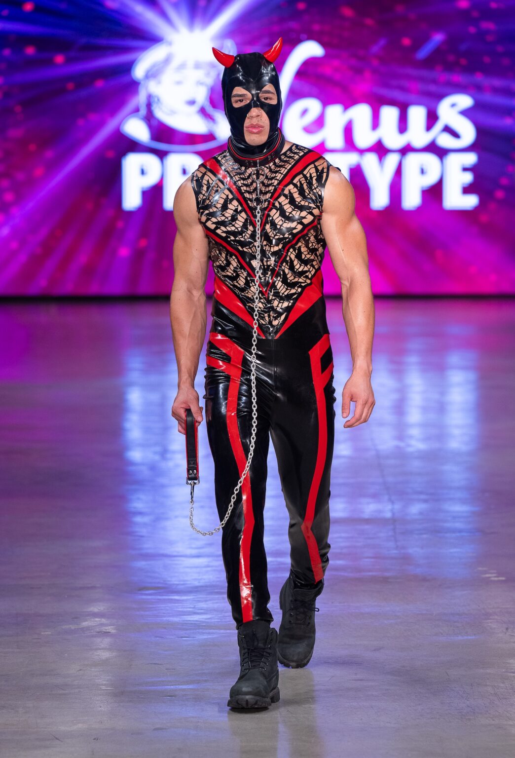 LOS ANGELES, CALIFORNIA - OCTOBER 18: A model walks the runway at the Venus Prototype show during Los Angeles Fashion Week Powered By Art Hearts Fashion at The New Mart on October 18, 2025 in Los Angeles, California. (Photo by Mark Gunter/Getty Images for Art Hearts Fashion)