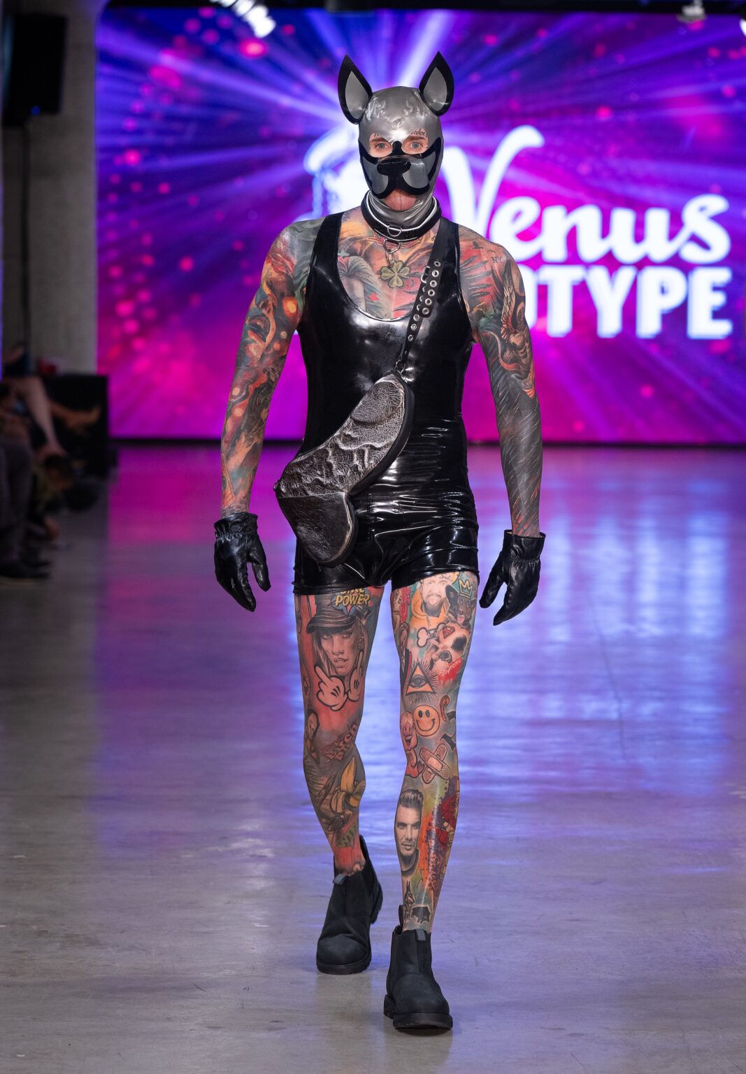 LOS ANGELES, CALIFORNIA - OCTOBER 18: A model walks the runway at the Venus Prototype show during Los Angeles Fashion Week Powered By Art Hearts Fashion at The New Mart on October 18, 2025 in Los Angeles, California. (Photo by Mark Gunter/Getty Images for Art Hearts Fashion)