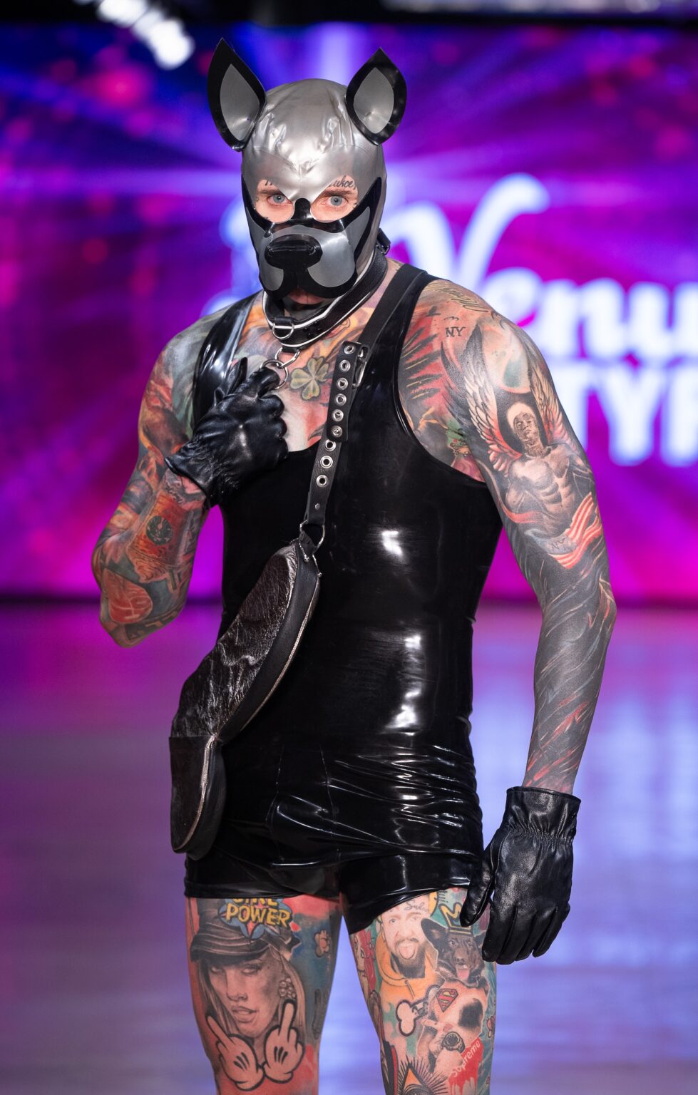 LOS ANGELES, CALIFORNIA - OCTOBER 18: A model walks the runway at the Venus Prototype show during Los Angeles Fashion Week Powered By Art Hearts Fashion at The New Mart on October 18, 2025 in Los Angeles, California. (Photo by Mark Gunter/Getty Images for Art Hearts Fashion)