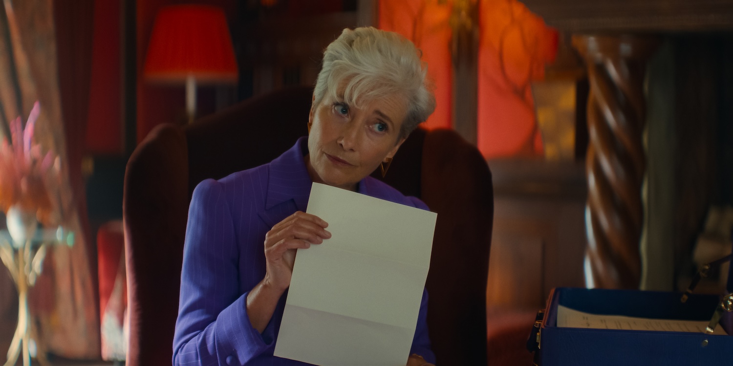 Emma Thompson stars as Lydia Harbottle in THE SHEEP DETECTIVES, from Amazon MGM Studios. Photo credit: Courtesy of Amazon MGM Studios © 2026 Amazon Content Services LLC. All Rights Reserved.
