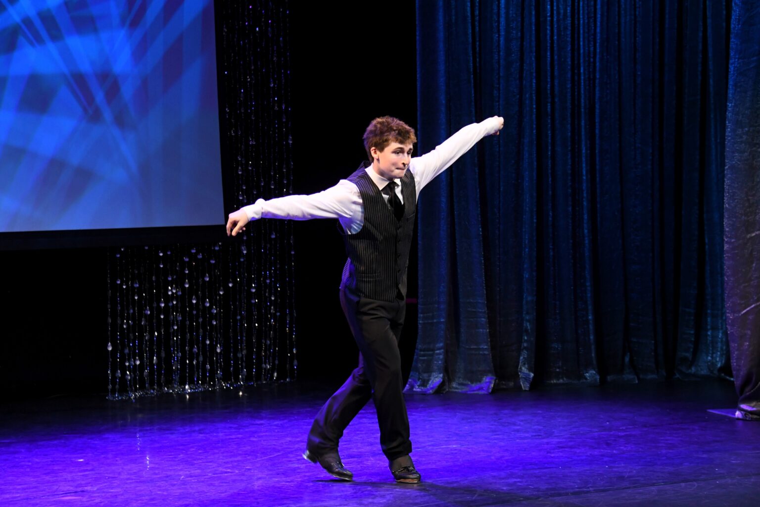 CULVER CITY, CALIFORNIA - DECEMBER 03: Asa Gessler is seen performing “More”, a tribute to tap, onstage during the inaugural Dance Hall of Fame ceremony honoring the most influential artists in dance history at Glorya Kaufman Community Center on December 03, 2025 in Culver City, California. (Photo by Alberto E. Rodriguez/Getty Images for Dance Hall of Fame)
