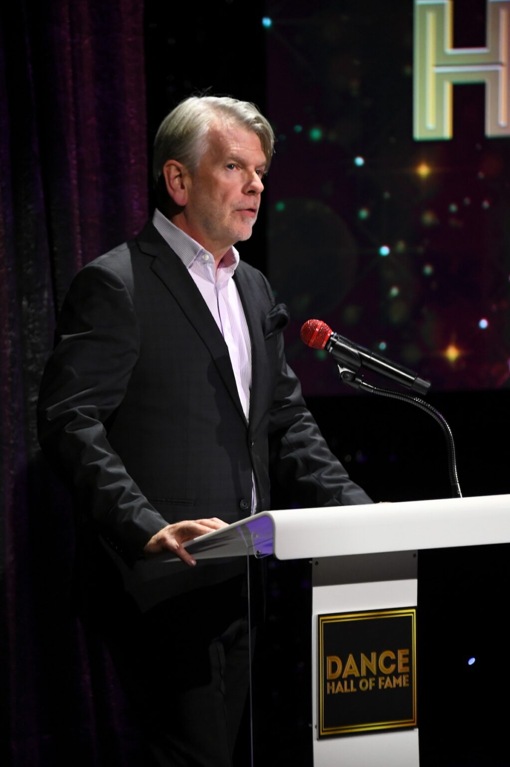 CULVER CITY, CALIFORNIA - DECEMBER 03: Thor Steingraber speaks onstage during the inaugural Dance Hall of Fame ceremony honoring the most influential artists in dance history at Glorya Kaufman Community Center on December 03, 2025 in Culver City, California. (Photo by Alberto E. Rodriguez/Getty Images for Dance Hall of Fame)