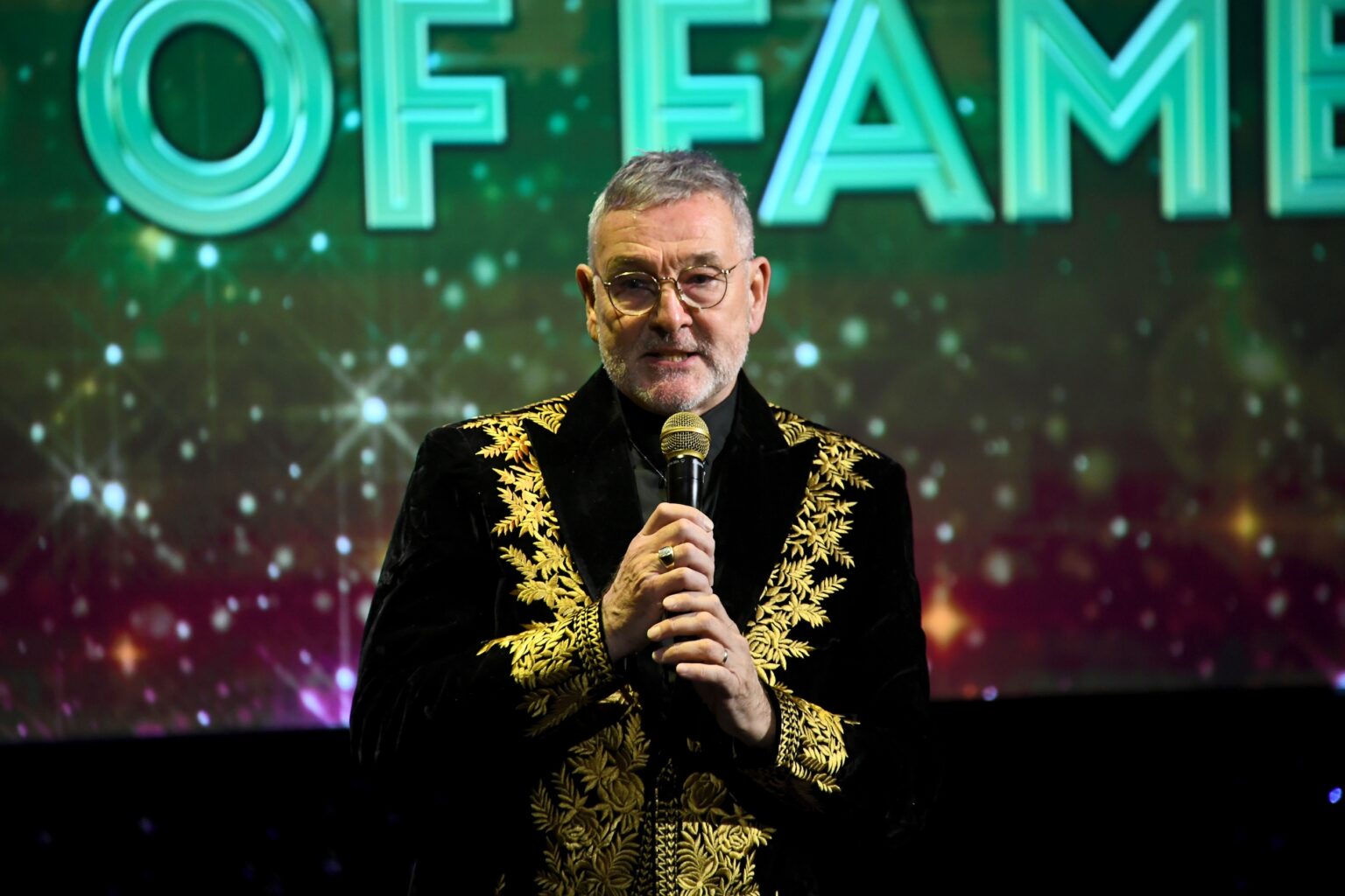 CULVER CITY, CALIFORNIA - DECEMBER 03: Jeff Thacker speaks onstage during the inaugural Dance Hall of Fame ceremony honoring the most influential artists in dance history at Glorya Kaufman Community Center on December 03, 2025 in Culver City, California. (Photo by Alberto E. Rodriguez/Getty Images for Dance Hall of Fame)