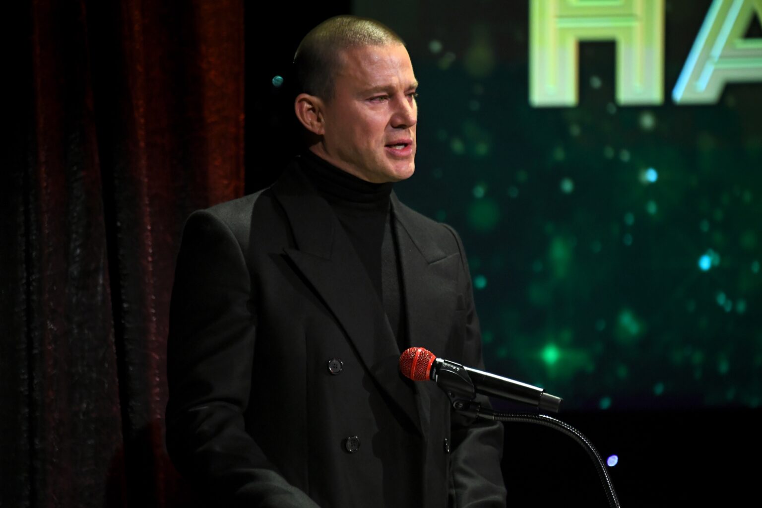CULVER CITY, CALIFORNIA - DECEMBER 03: Channing Tatum speaks onstage during the inaugural Dance Hall of Fame ceremony honoring the most influential artists in dance history at Glorya Kaufman Community Center on December 03, 2025 in Culver City, California. (Photo by Alberto E. Rodriguez/Getty Images for Dance Hall of Fame)