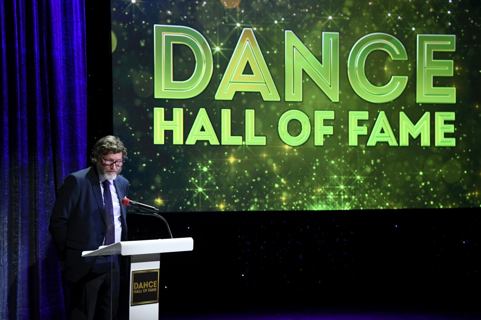 CULVER CITY, CALIFORNIA - DECEMBER 03: Allen Greenberg speaks onstage during the inaugural Dance Hall of Fame ceremony honoring the most influential artists in dance history at Glorya Kaufman Community Center on December 03, 2025 in Culver City, California. (Photo by Alberto E. Rodriguez/Getty Images for Dance Hall of Fame)